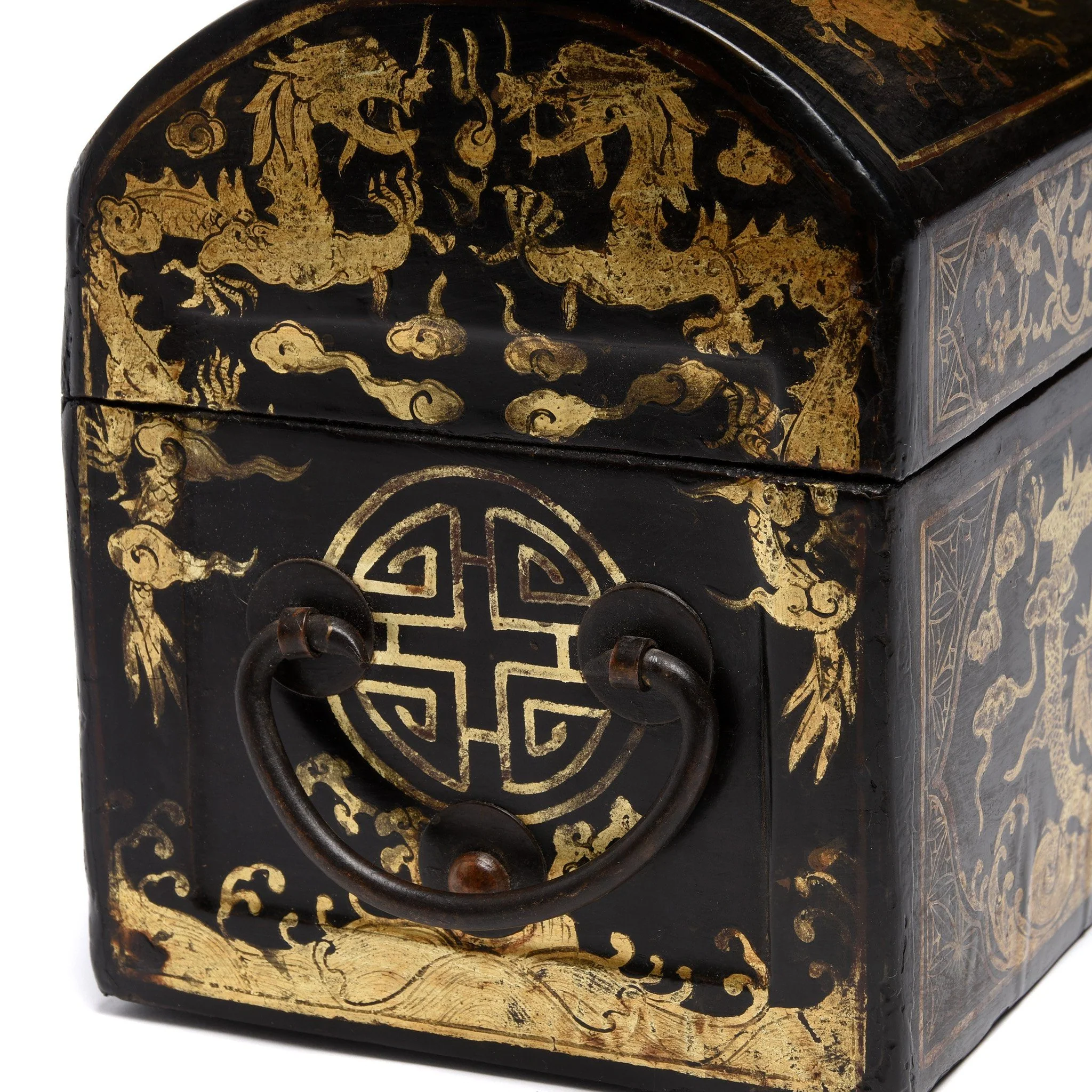 Black Lacquer Chinese Export Pillow Box - Ca 1920 - Image 4