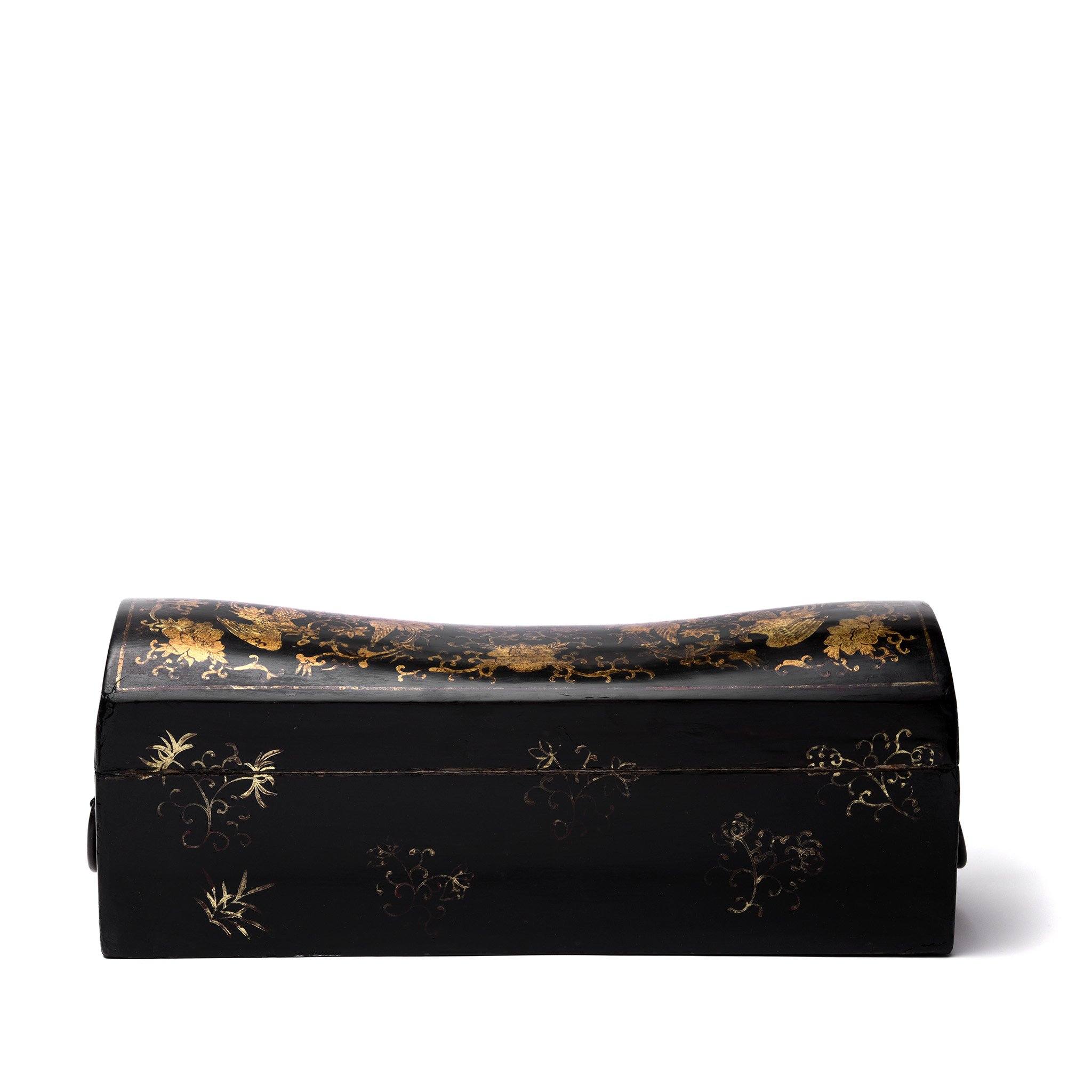 Black Lacquer Chinese Export Pillow Box - Ca 1920 - Image 6