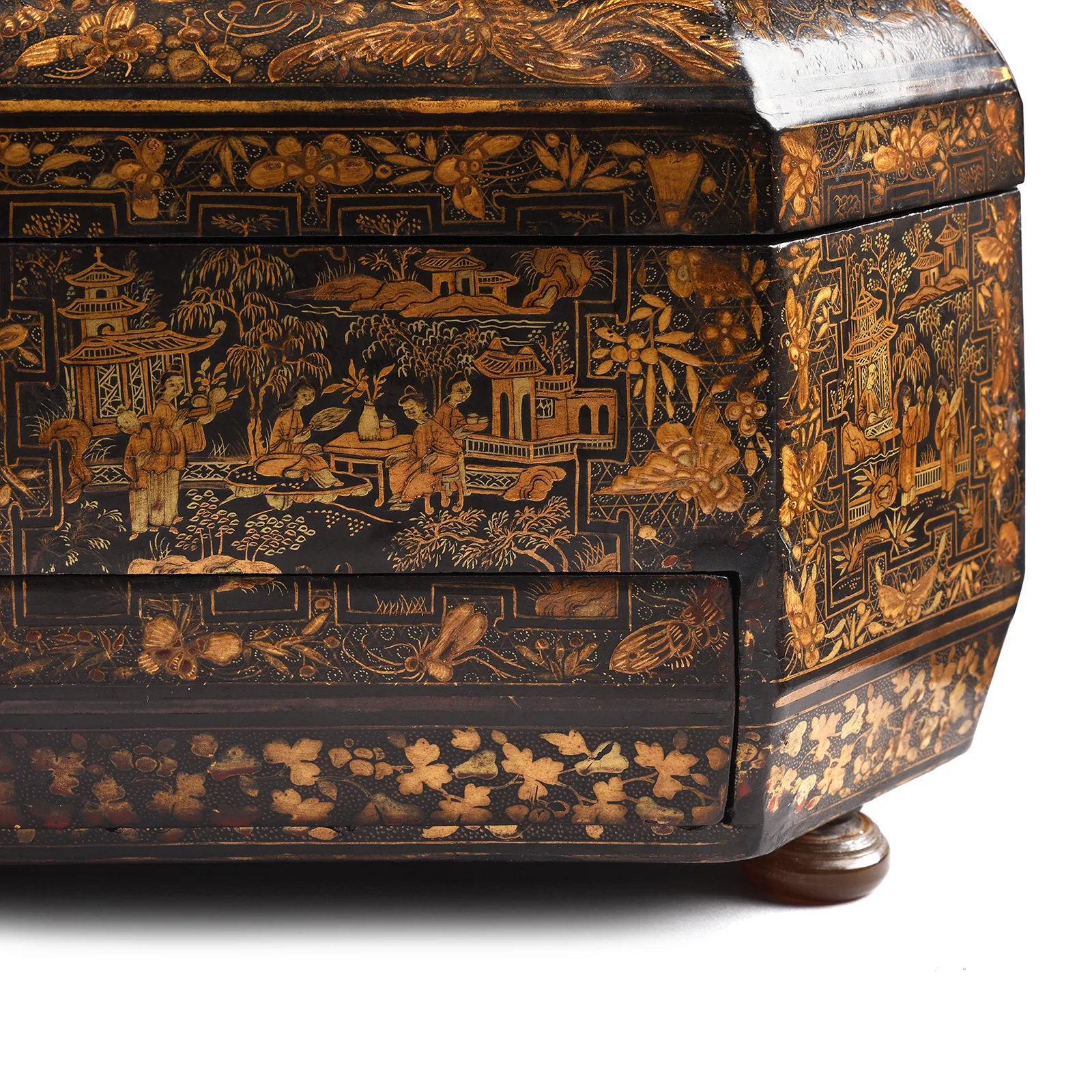 Black Lacquer Canton Export Sewing Box - Ca 1810 - Image 13