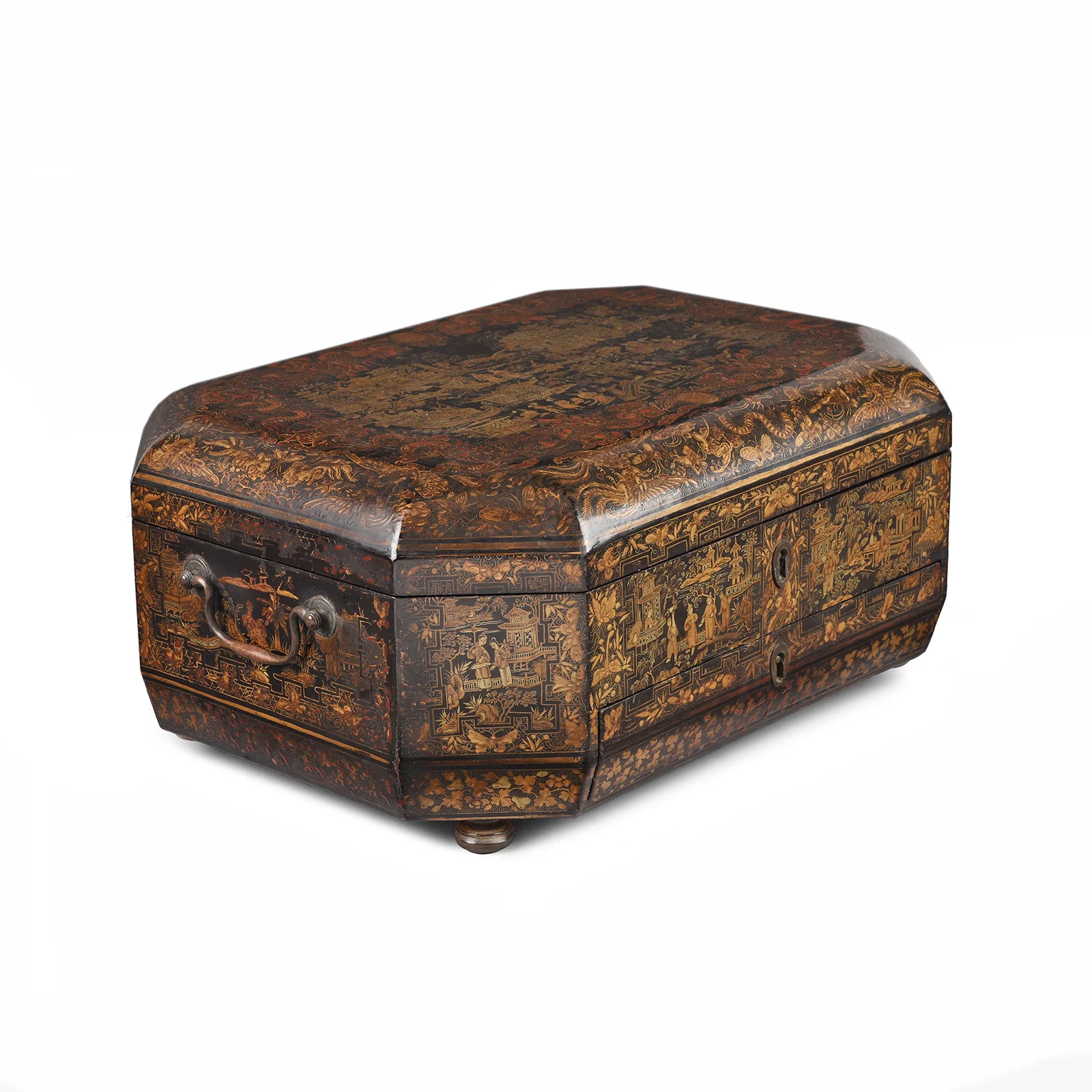 Black Lacquer Canton Export Sewing Box - Ca 1810 - Image 2