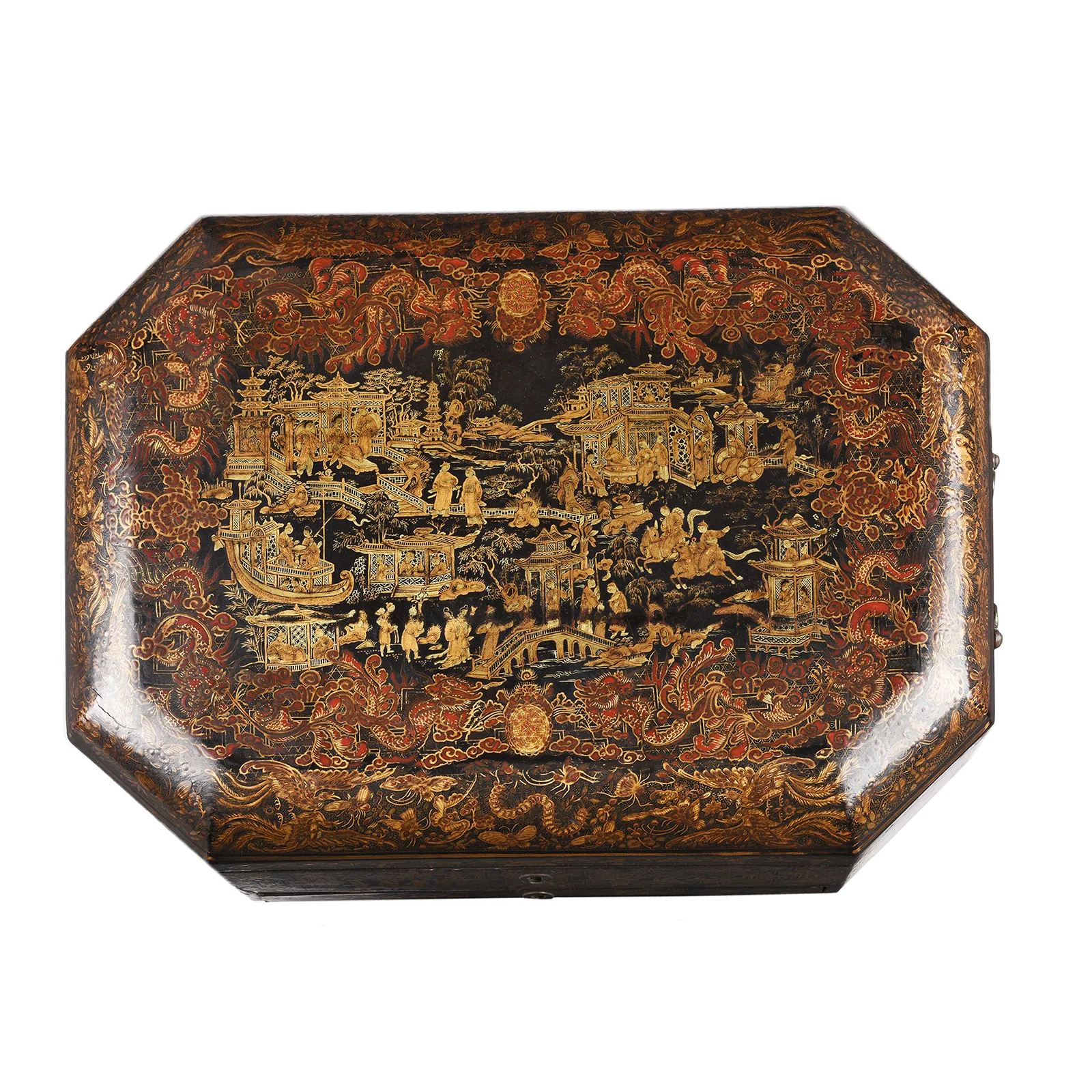 Black Lacquer Canton Export Sewing Box - Ca 1810 - Image 3