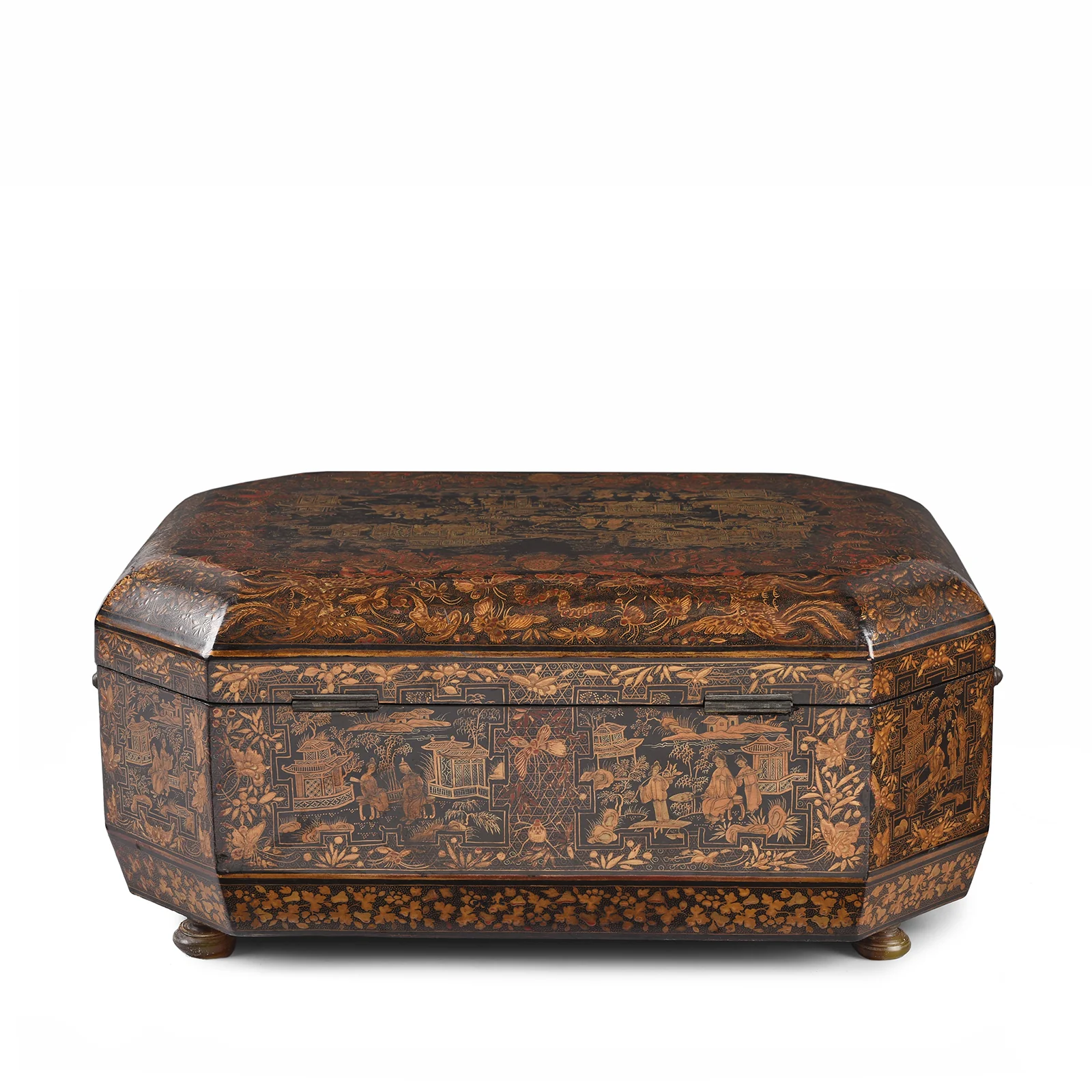 Black Lacquer Canton Export Sewing Box - Ca 1810 - Image 5