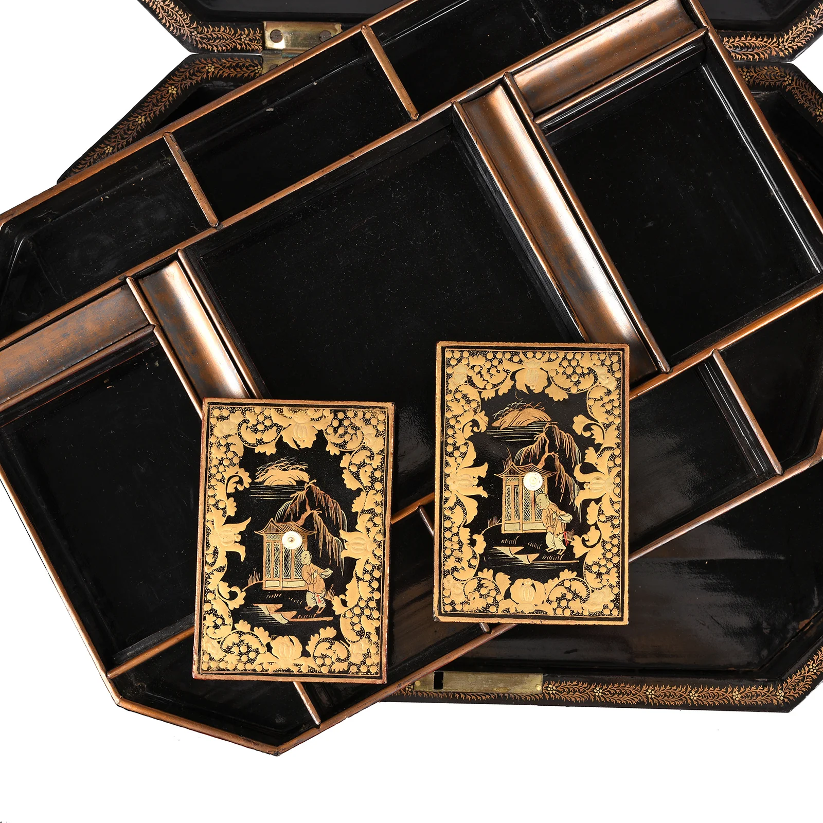 Black Lacquer Canton Export Sewing Box - Ca 1810 - Image 7