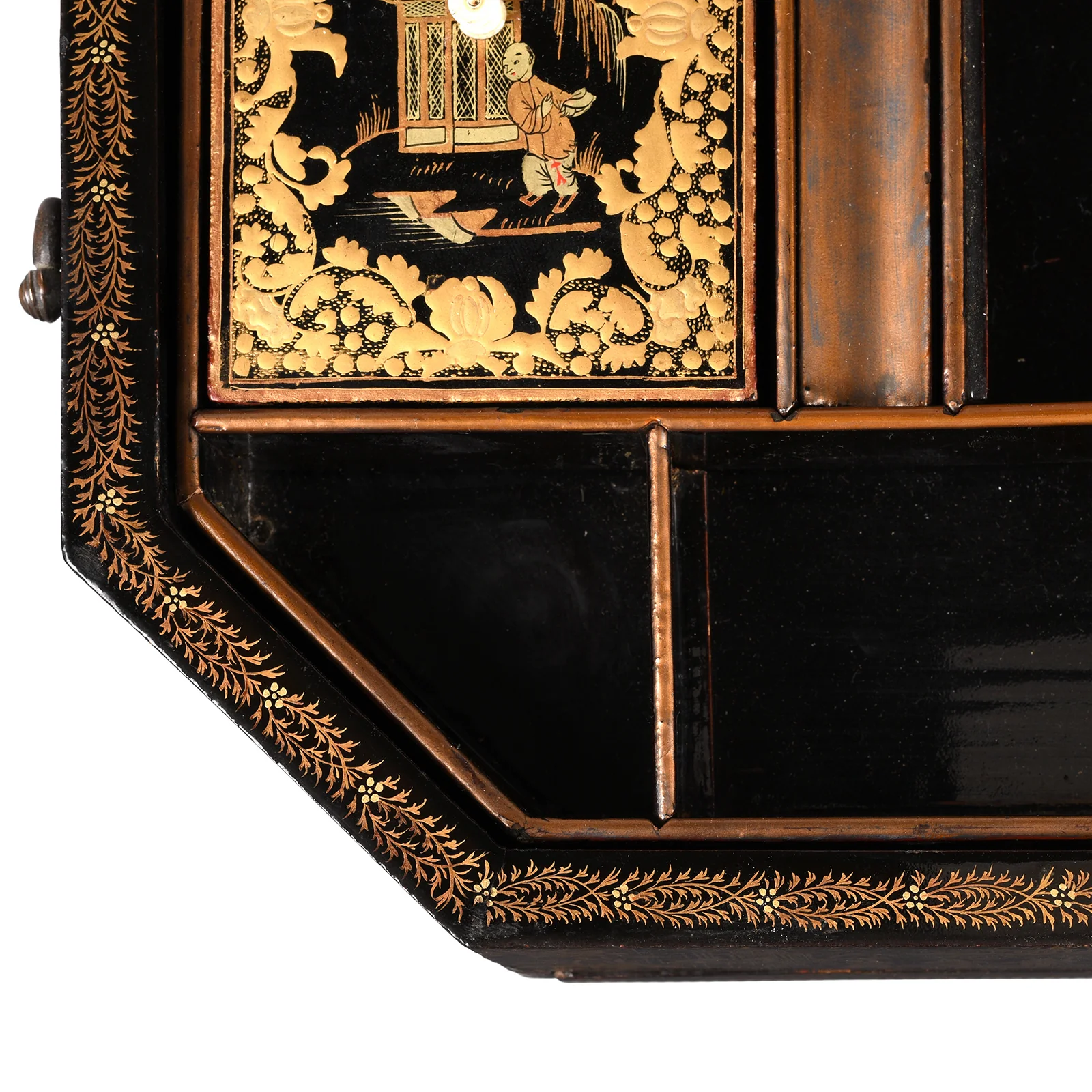 Black Lacquer Canton Export Sewing Box - Ca 1810 - Image 9