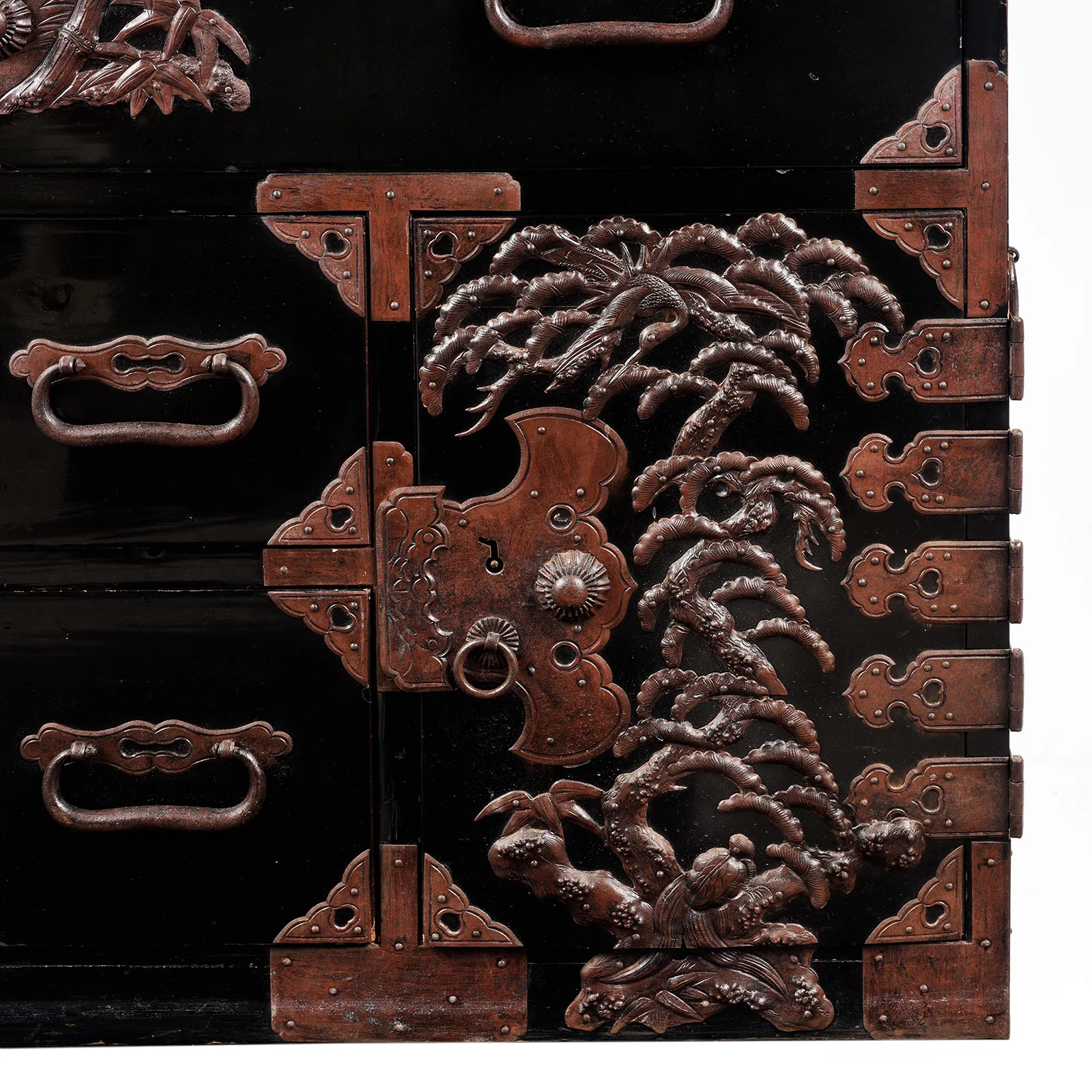 Japanese Black Lacquer Isho Kasane Dansu From Tsuruoka - Meiji Period - Image 4