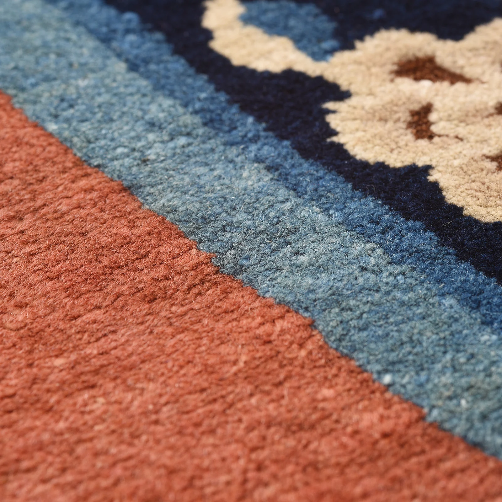 Blue And Red Tibetan ground Rug - Ca 1920's - Image 7