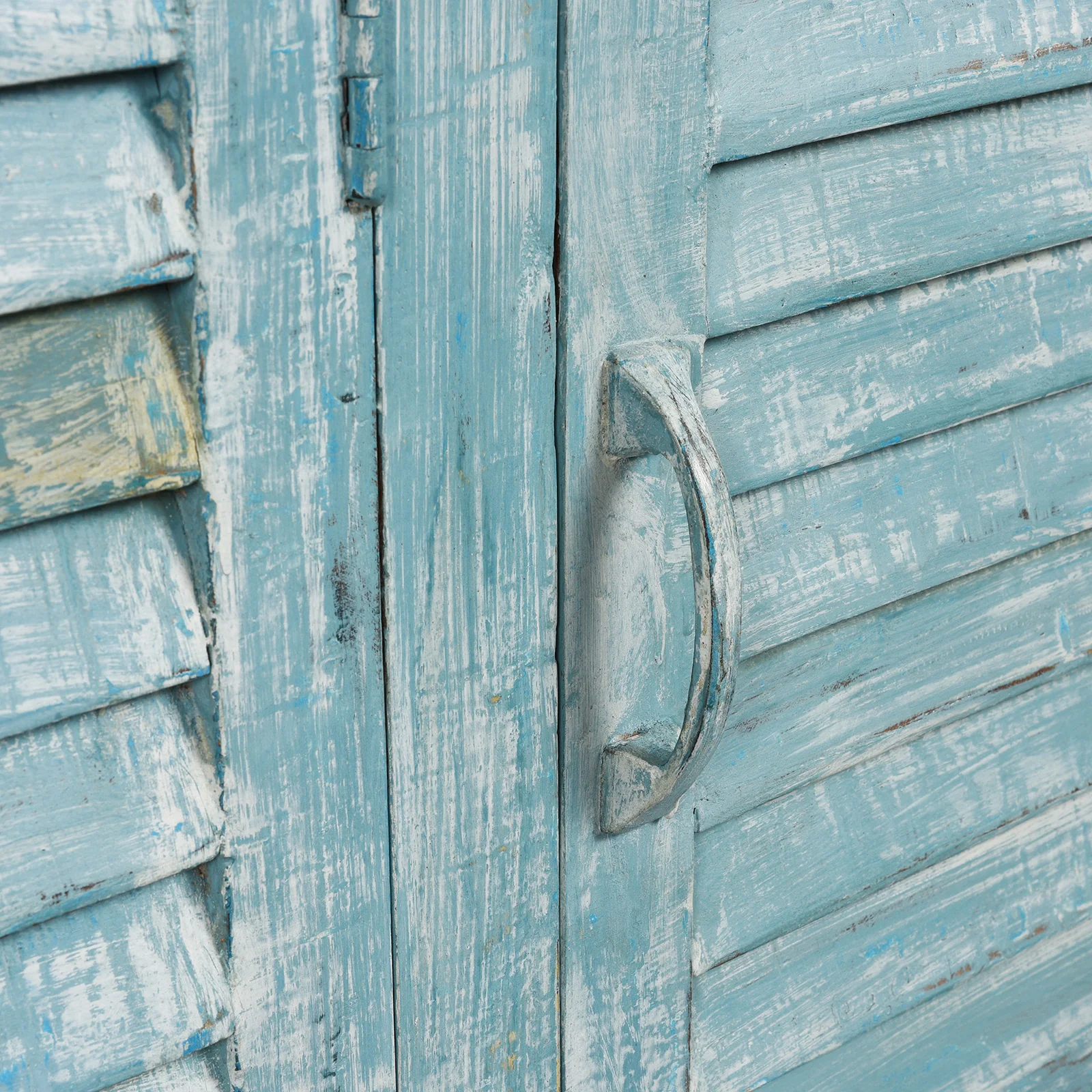 3 Door Louvre Sideboard - Blue Painted Reclaimed Teak - Image 6