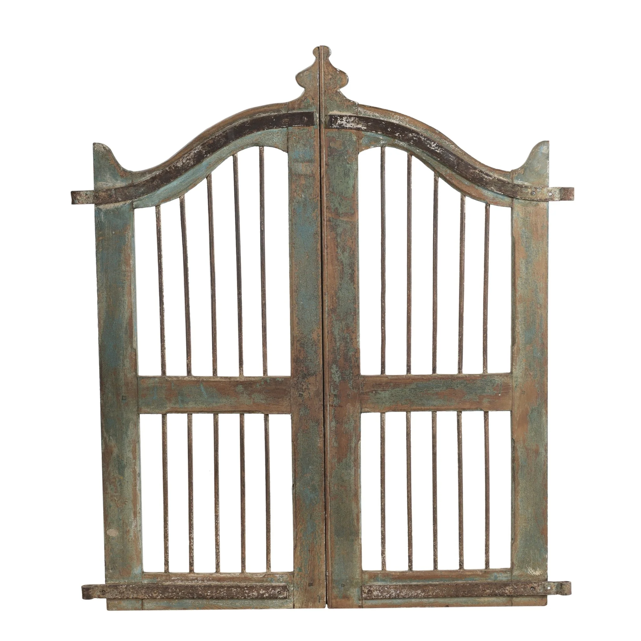 Turquoise Painted Dog Gate From Gujarat - 19thC
