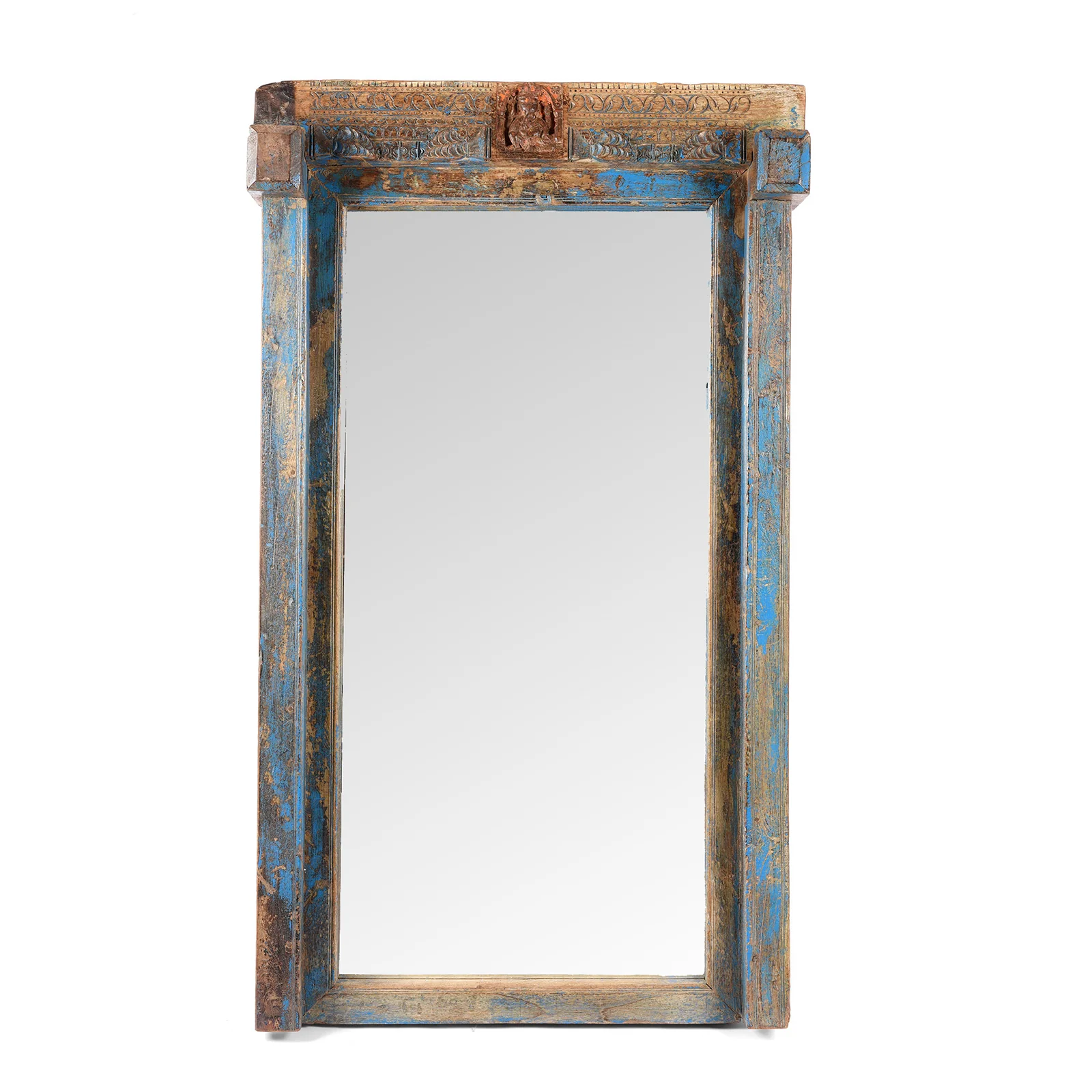 Blue Painted Ganesh Door Mirror From Andhra Pradesh - 19th Century - Image 2