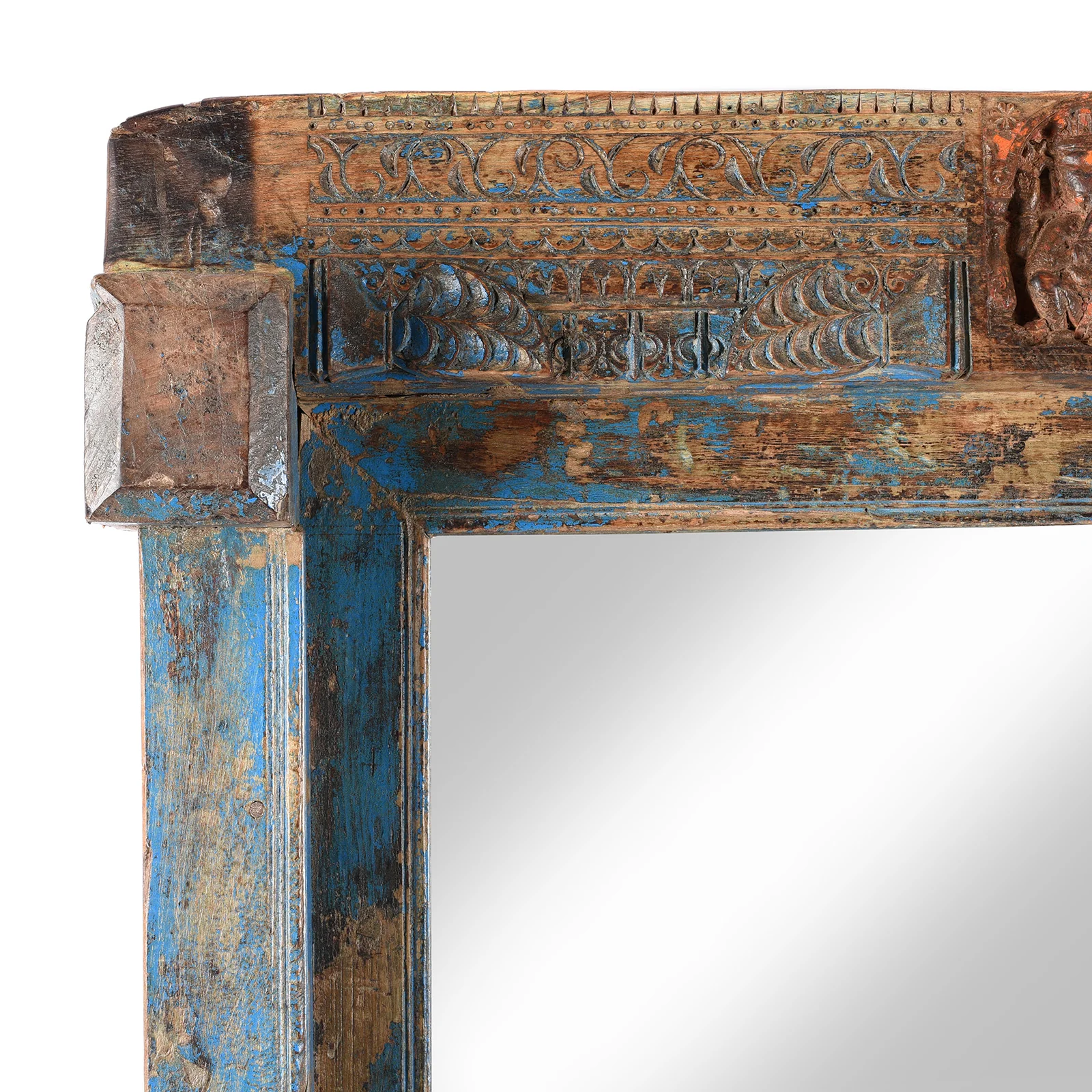 Blue Painted Ganesh Door Mirror From Andhra Pradesh - 19th Century - Image 3