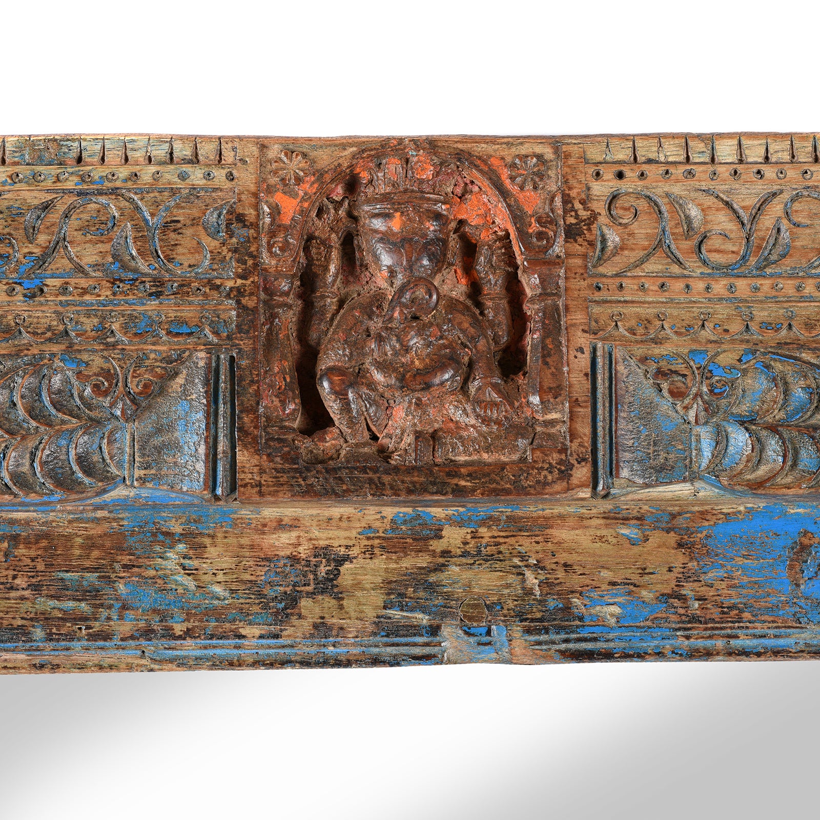 Blue Painted Ganesh Door Mirror From Andhra Pradesh - 19th Century - Image 4