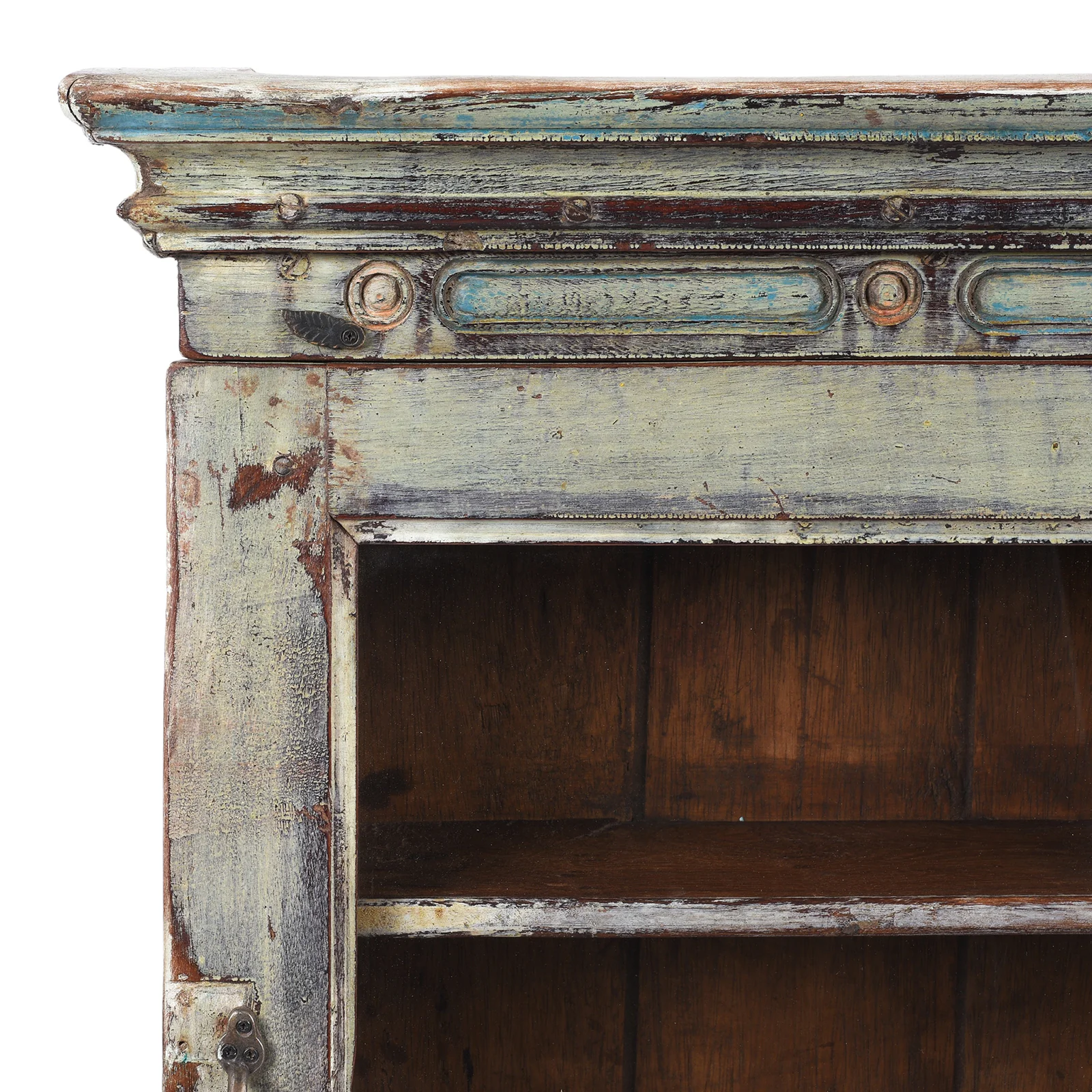 Light Blue Painted Teak Glazed Wall Cabinet - Ca 1930 - Image 2