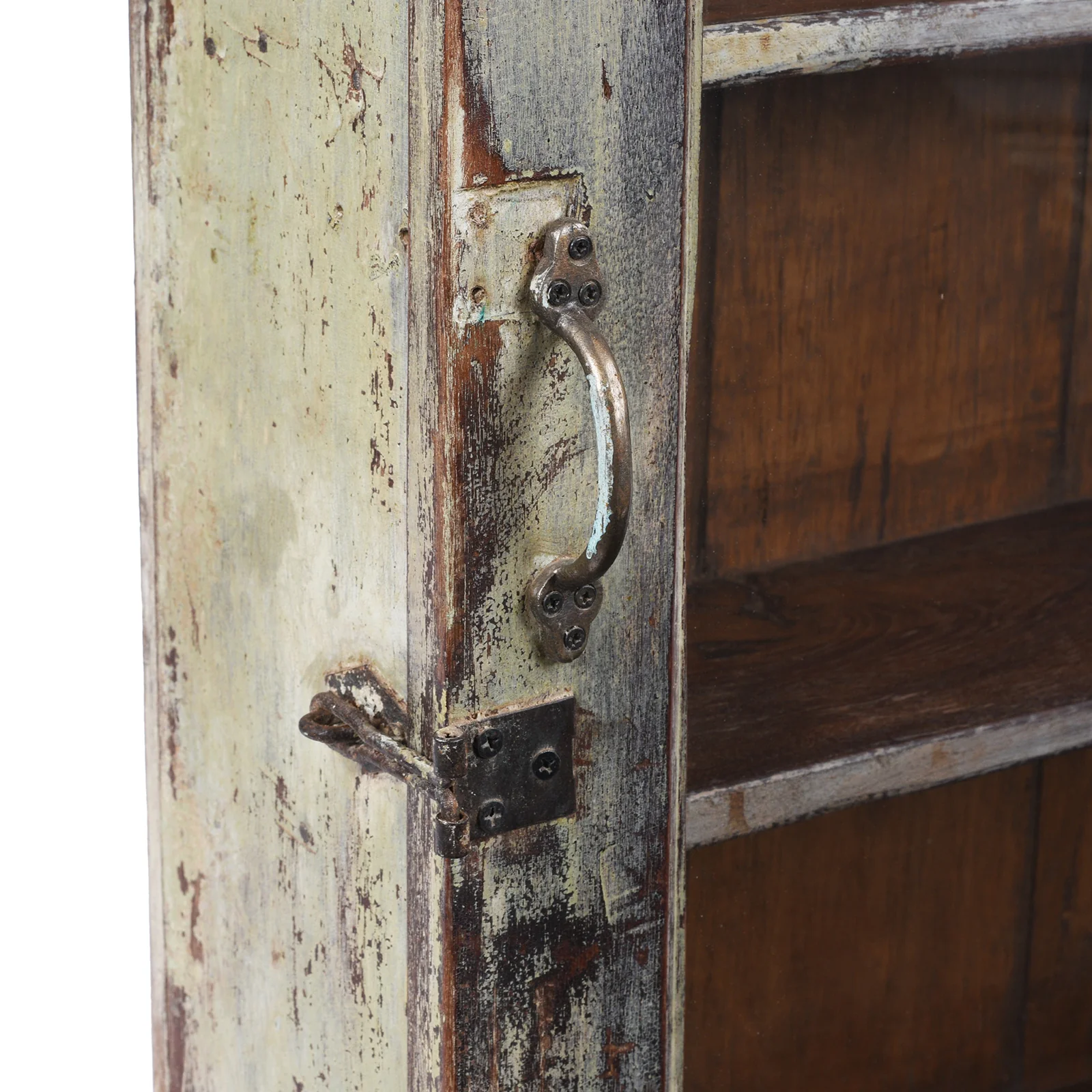 Light Blue Painted Teak Glazed Wall Cabinet - Ca 1930 - Image 4