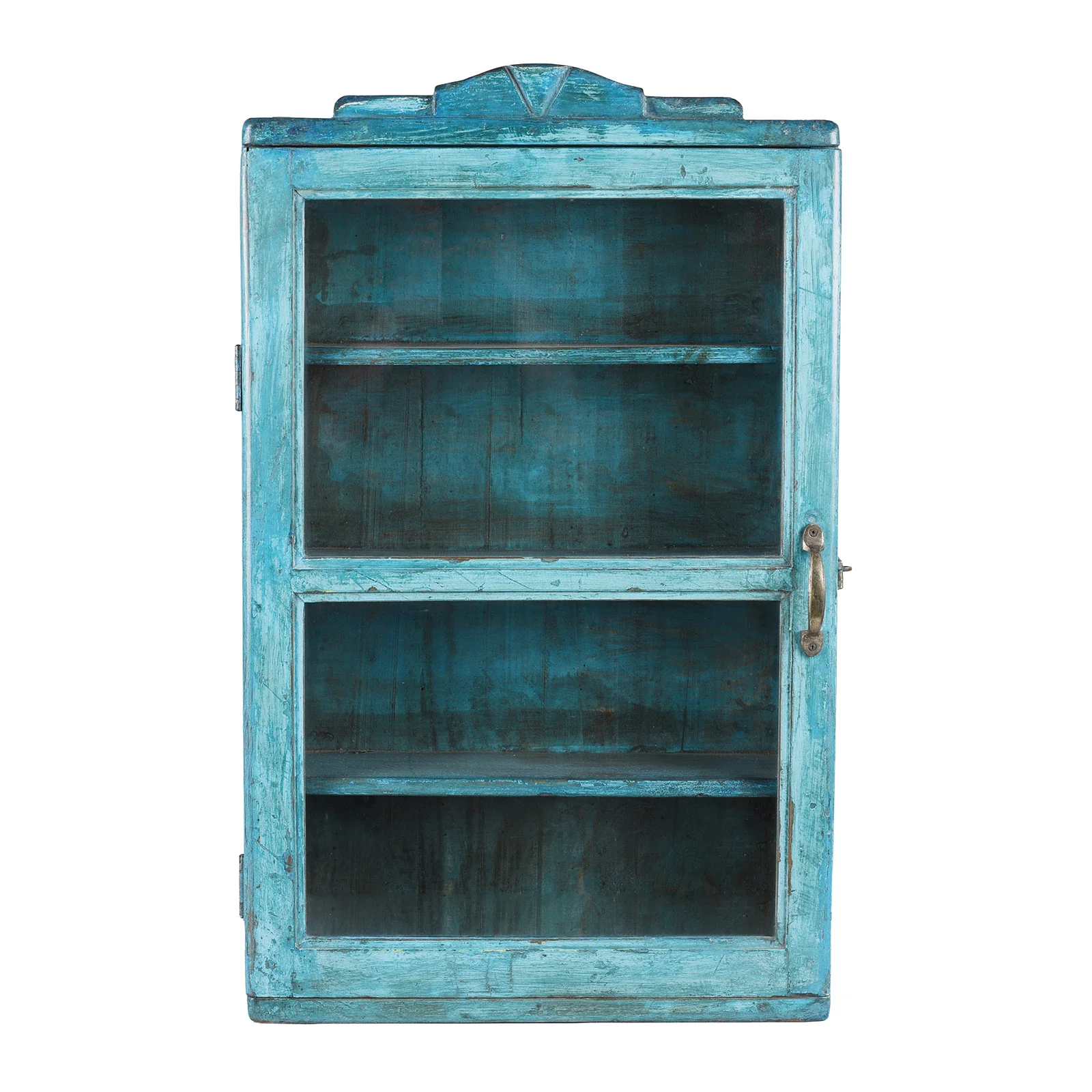 Blue Painted Glazed Teak Wall Cabinet - 1940
