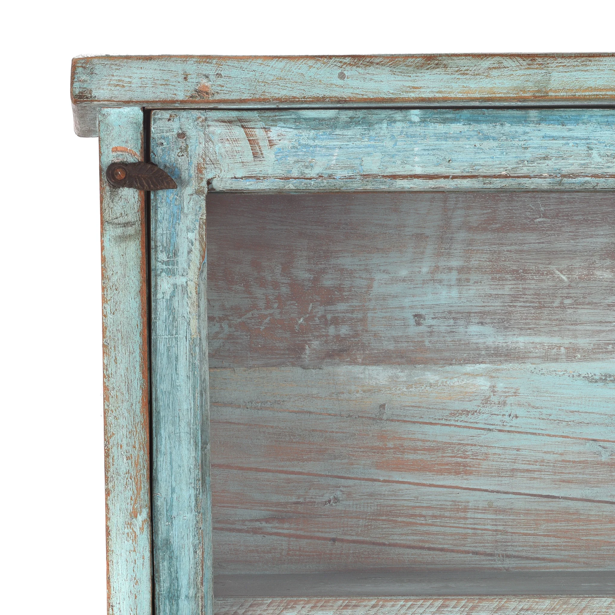 Blue Painted Glazed Wall Cabinet - Ca 1920 - Image 3