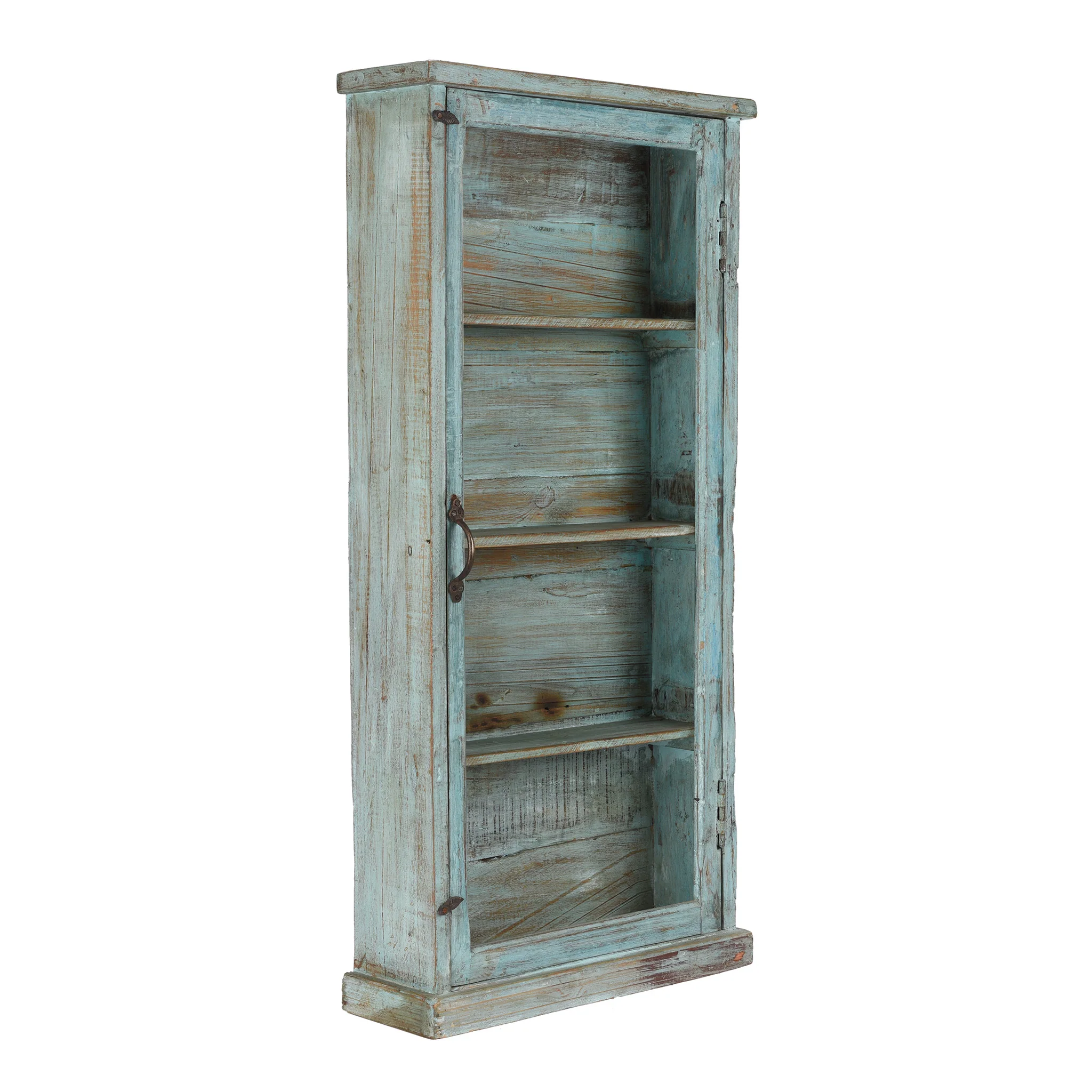 Blue Painted Glazed Wall Cabinet - Ca 1920 - Image 5