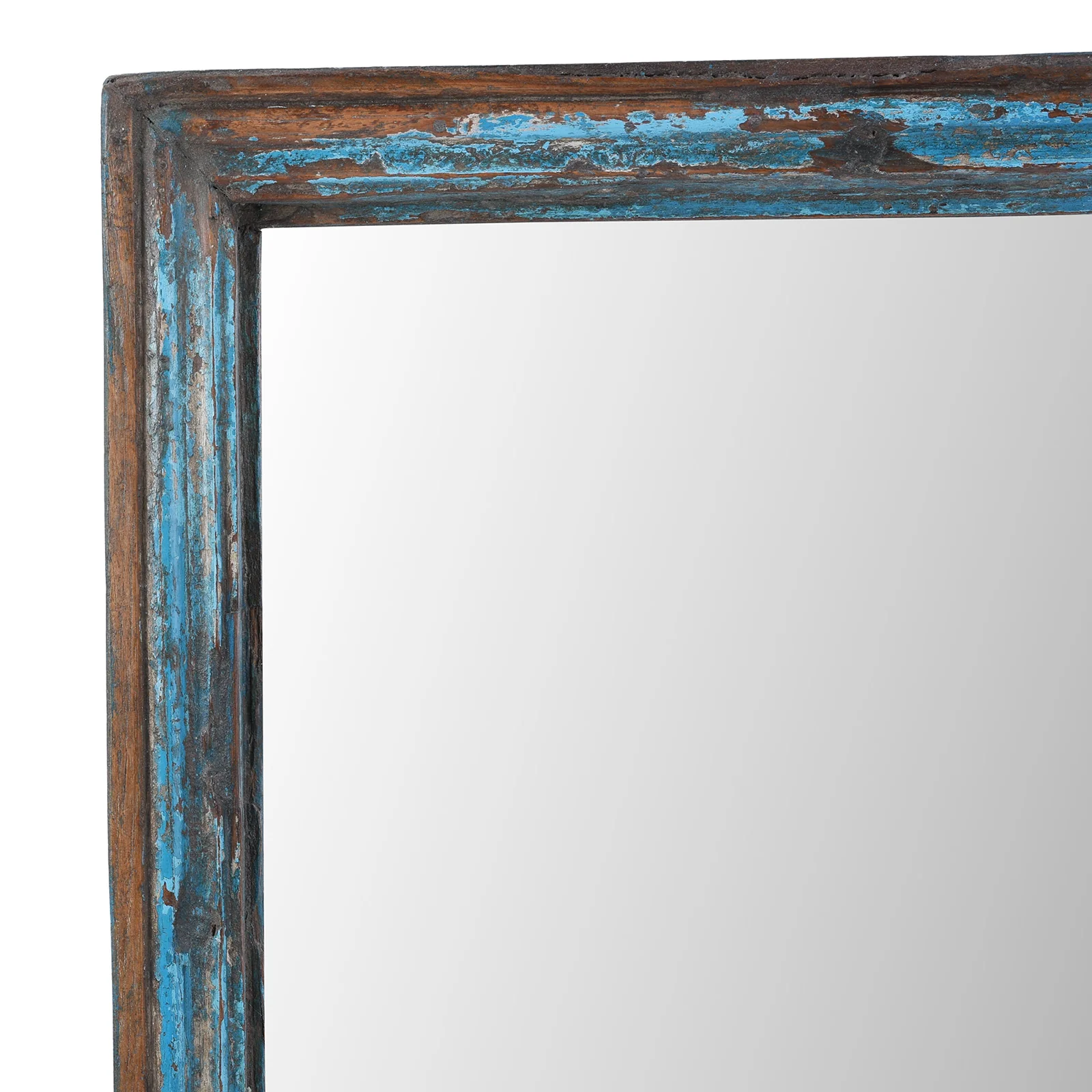 Blue Painted Mirror Made From Old Architectural Teak - Image 3