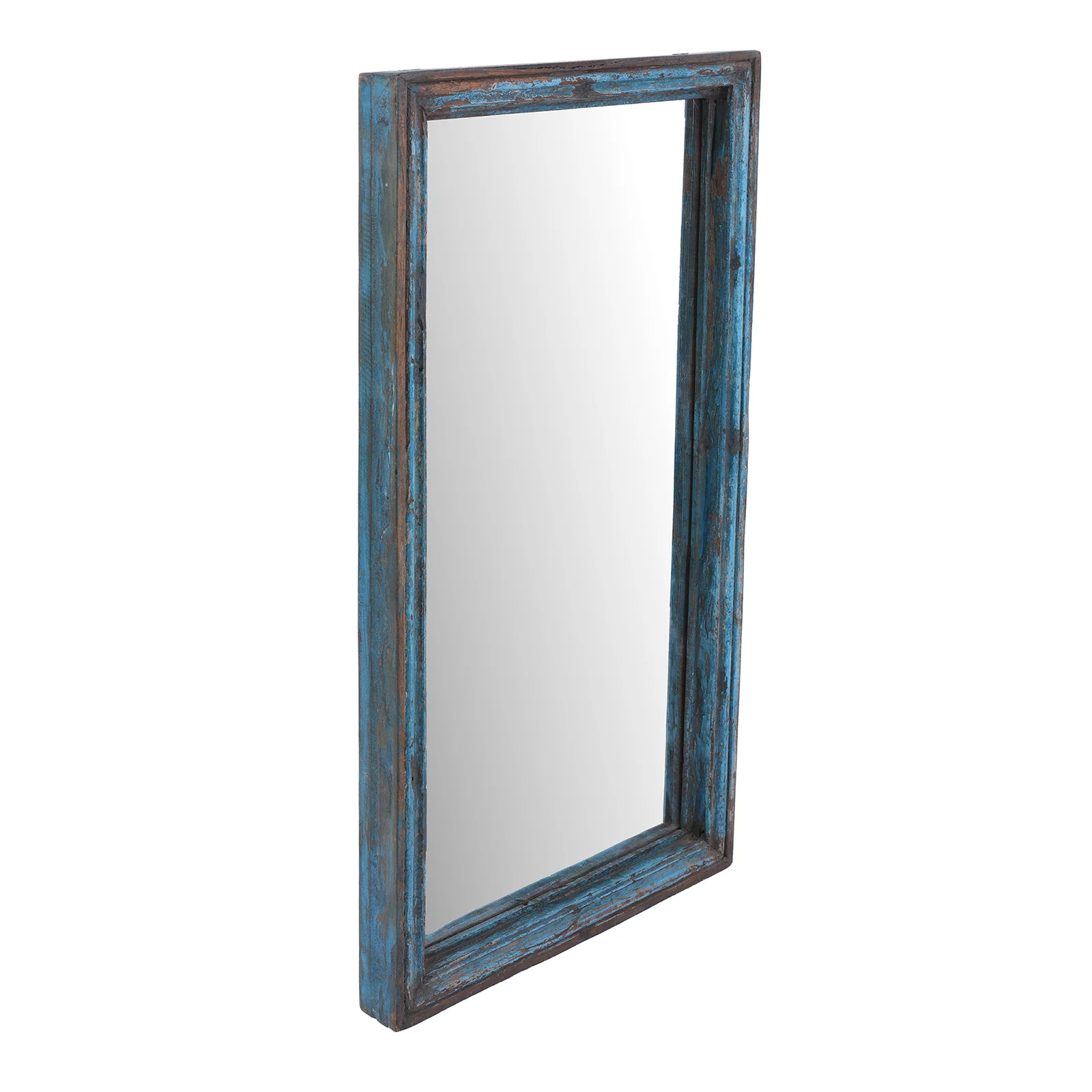 Blue Painted Mirror Made From Old Architectural Teak - Image 4