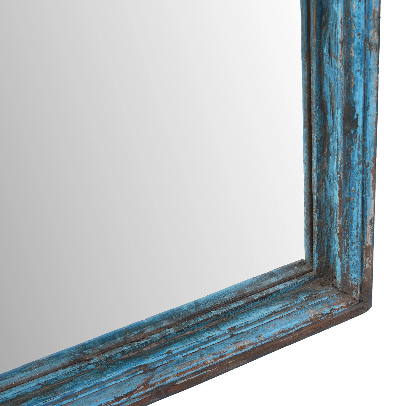 Blue Painted Mirror Made From Old Architectural Teak - Image 5