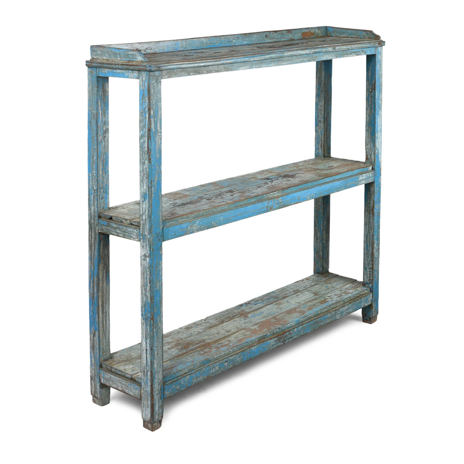 Blue Painted Teak Shelf From Gujarat - Ca 1930
