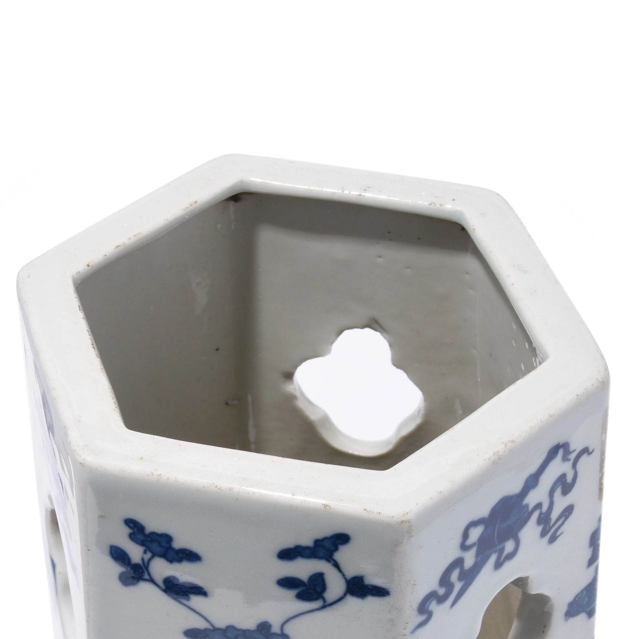 Blue & White Porcelain Hat Stand - Lucky Symbols - Image 3