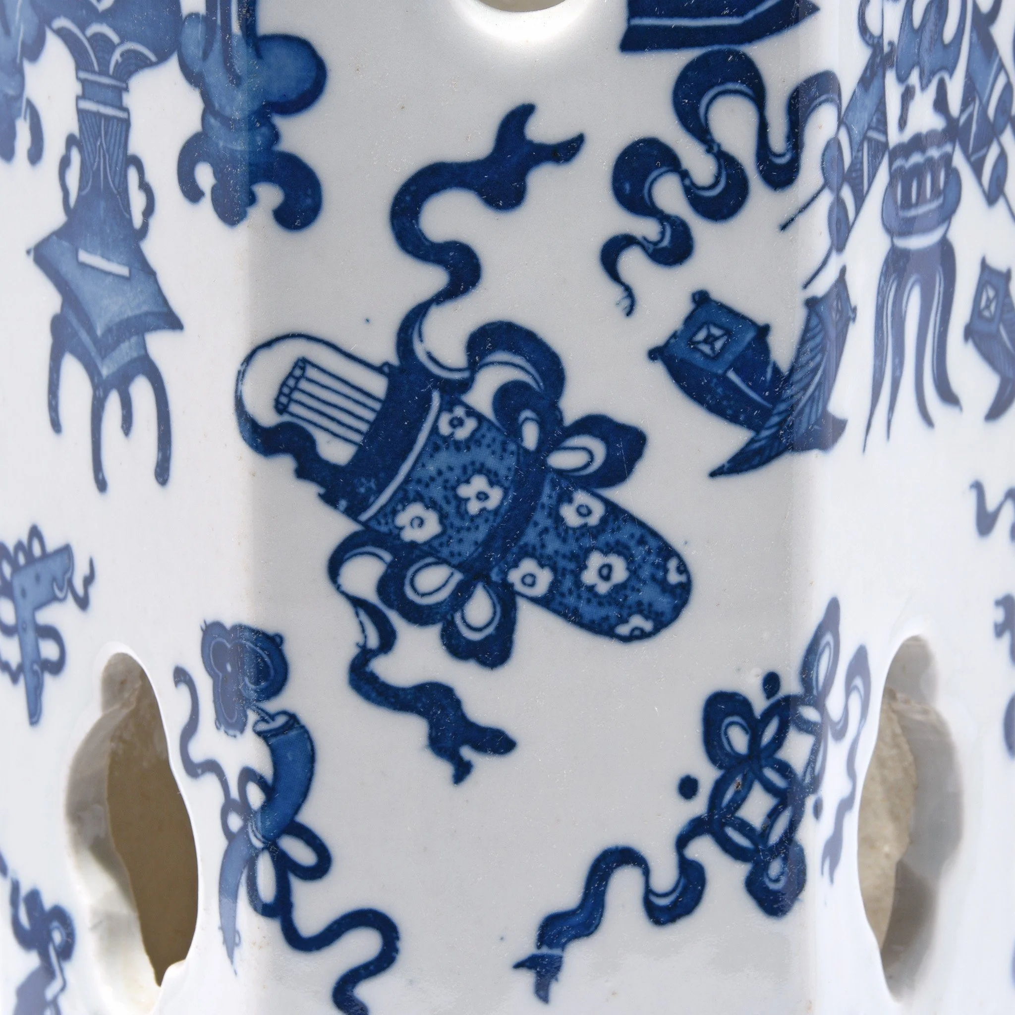 Blue & White Porcelain Hat Stand - Lucky Symbols - Image 5