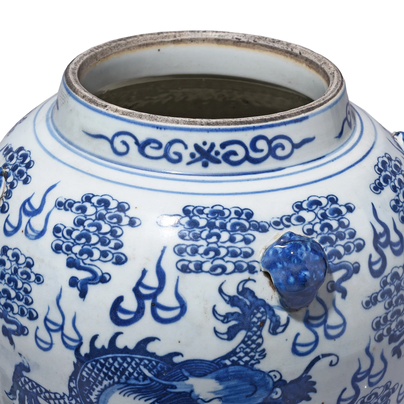 Blue & White Porcelain Temple Jar - Dragon Design - Image 4
