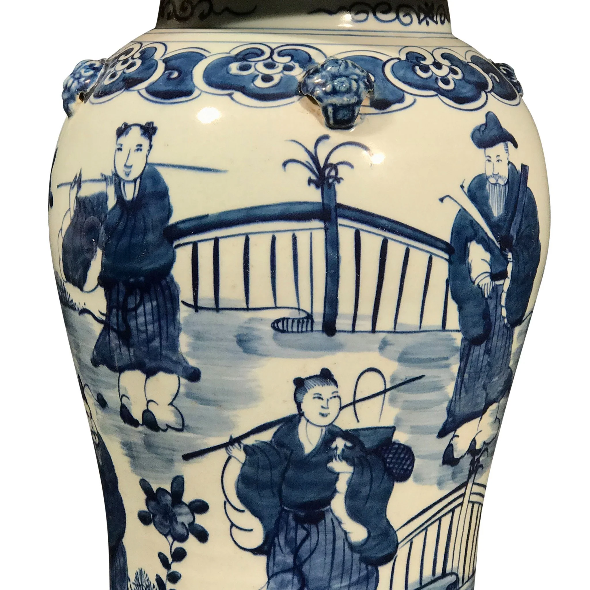 Blue & White Porcelain Temple Jar - Pastoral Scenes - Image 3
