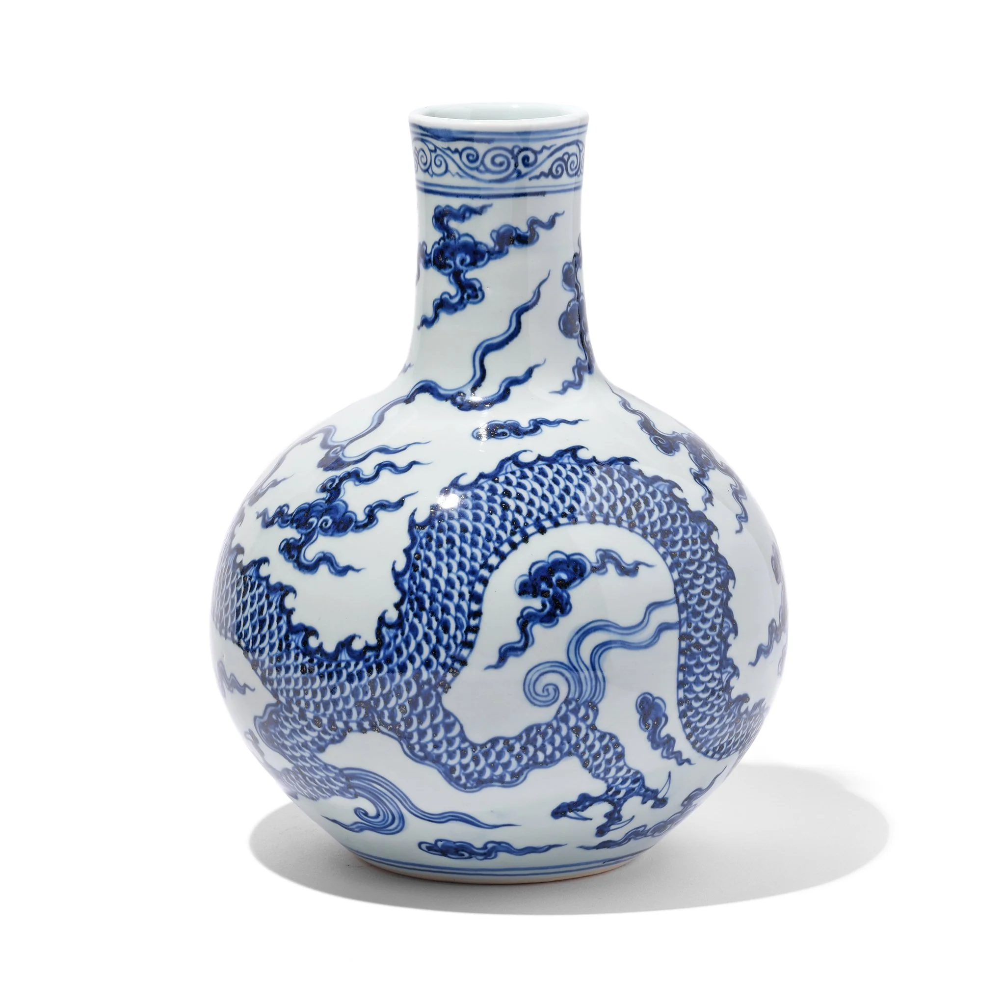 Blue & White Porcelain Tianqiuping Dragon Vase - Image 6