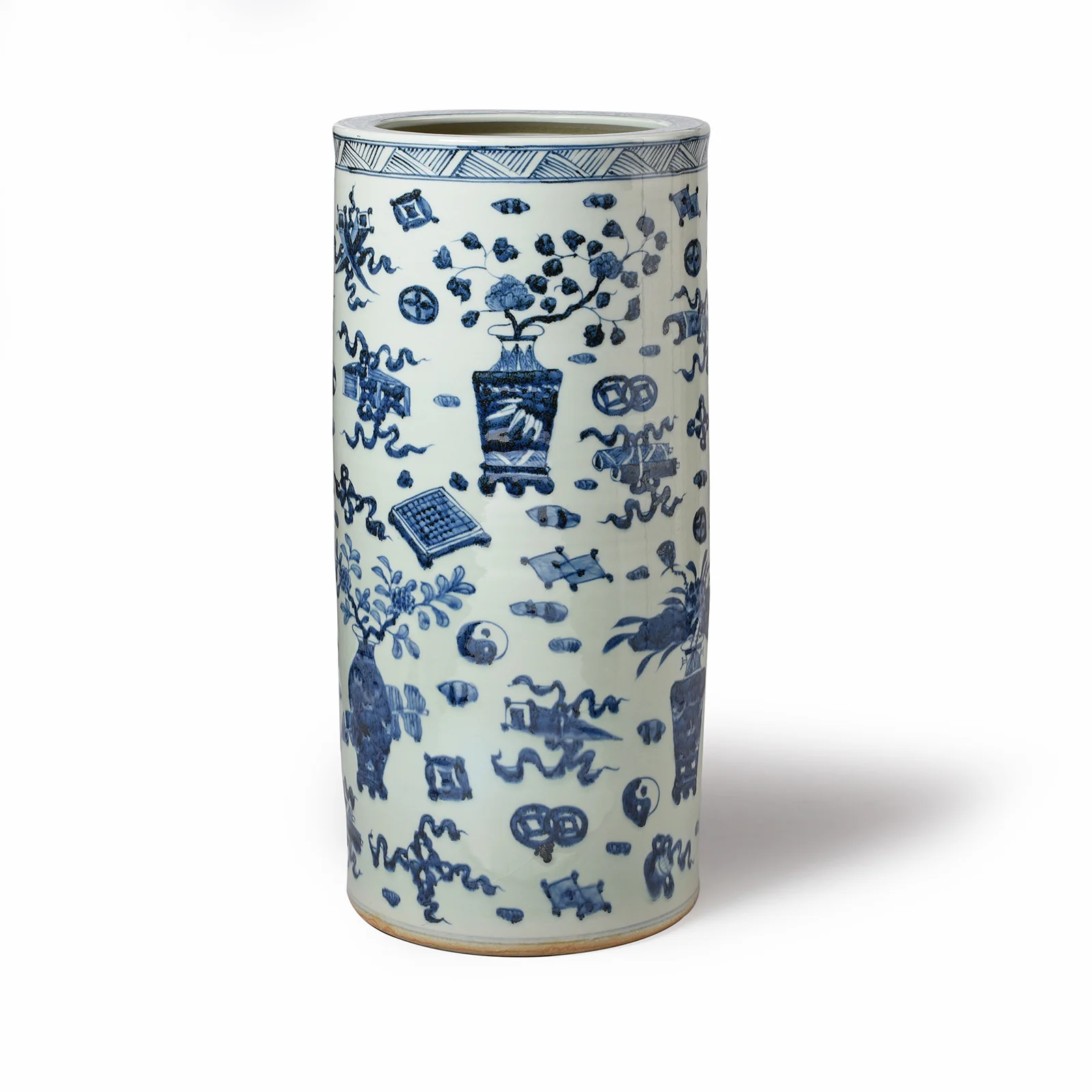 Blue & White Porcelain Umbrella Stand - Lucky Symbols - Image 5