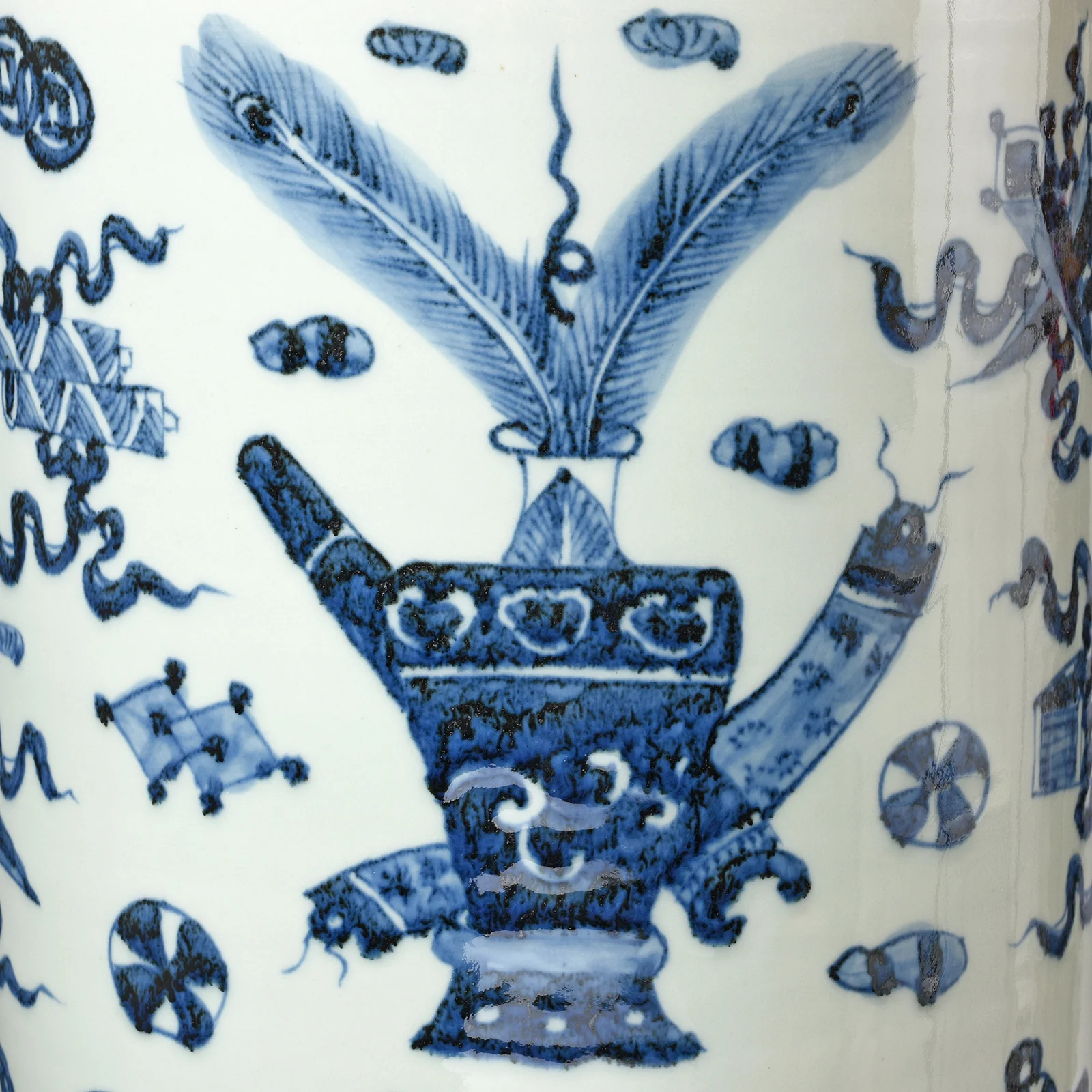 Blue & White Porcelain Umbrella Stand - Lucky Symbols - Image 7