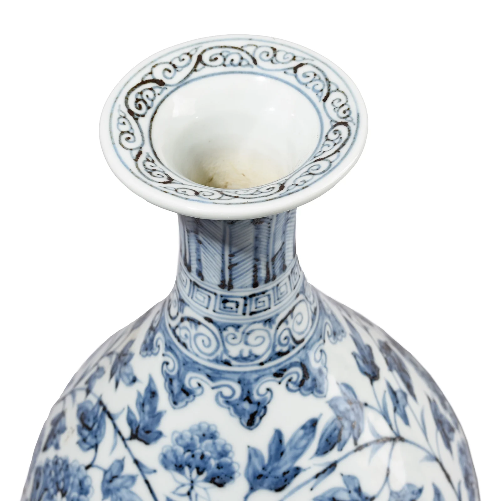 Hongwu Blue & White Porcelain Yuhuchunping Vase - Trailing Peony - Image 3