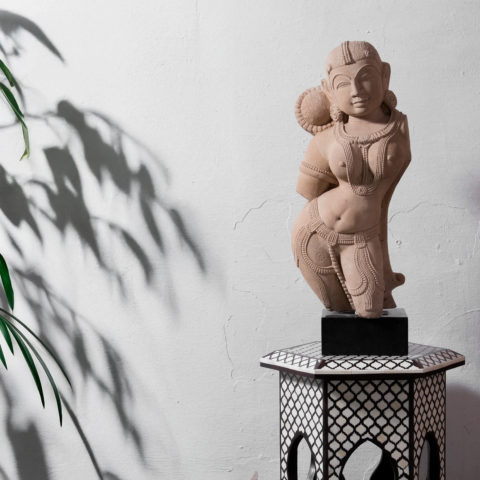 Carved Stone Apsara Statue From India