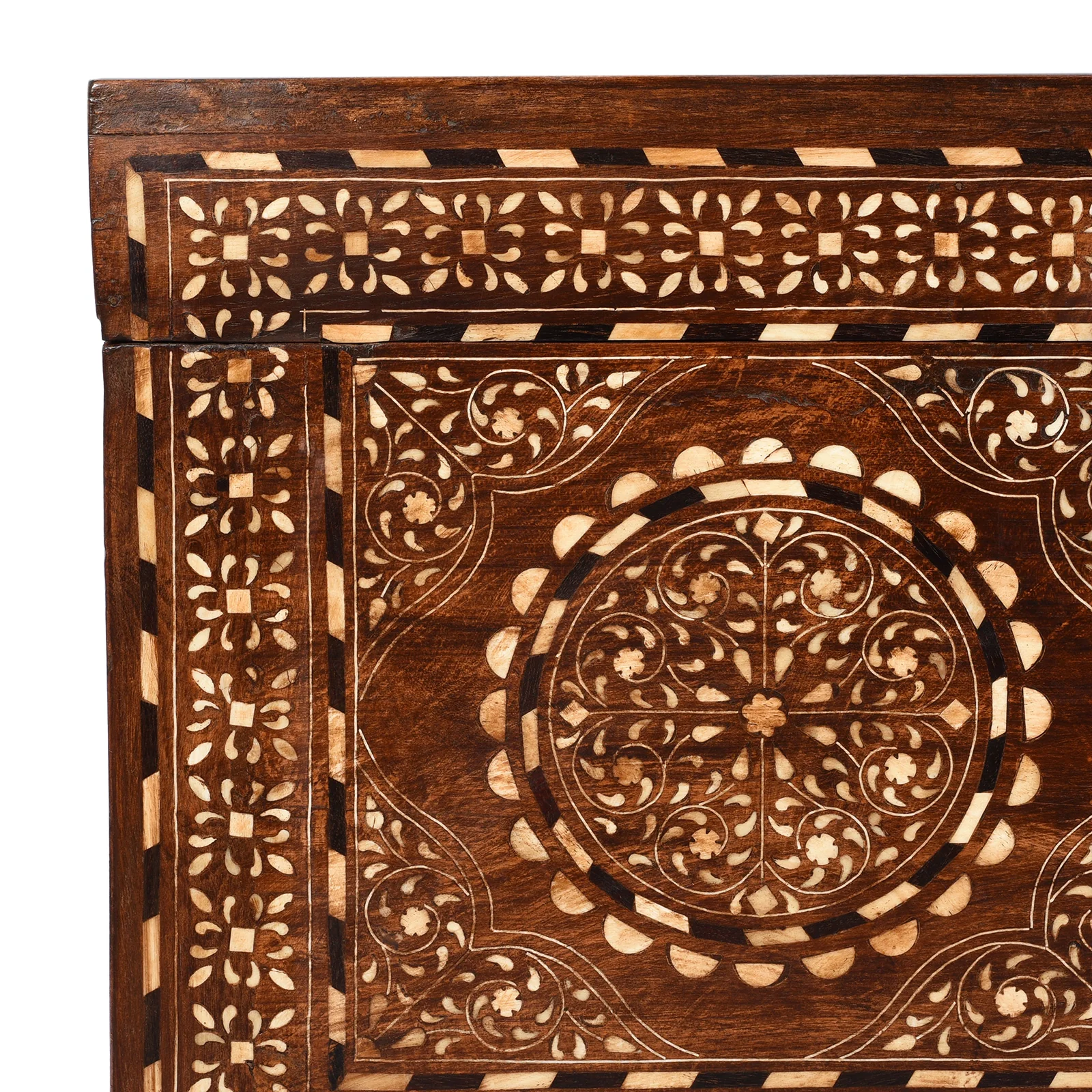 Old Indian Bone Inlay Teak Chest - Ca 1900 - Image 3