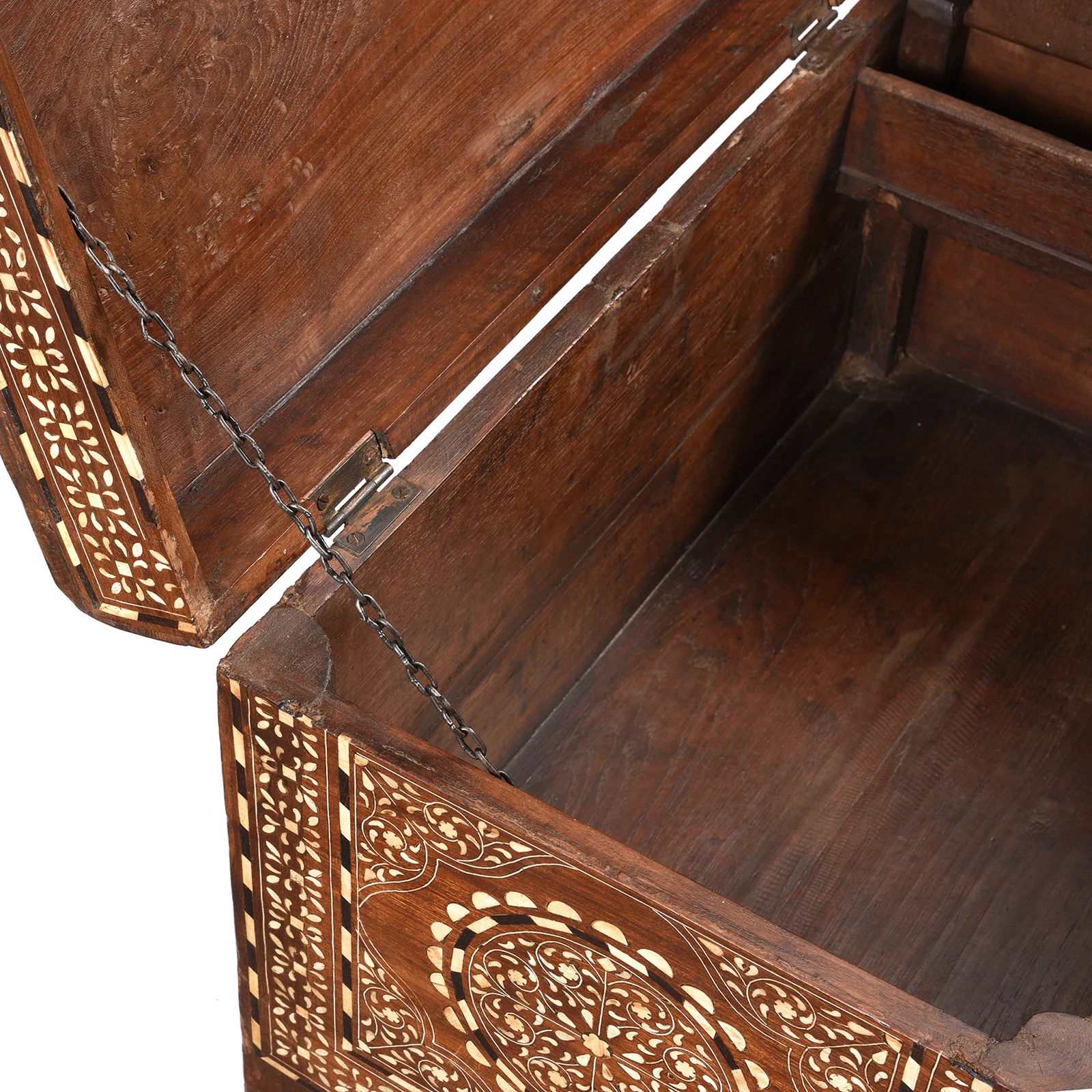 Old Indian Bone Inlay Teak Chest - Ca 1900 - Image 8