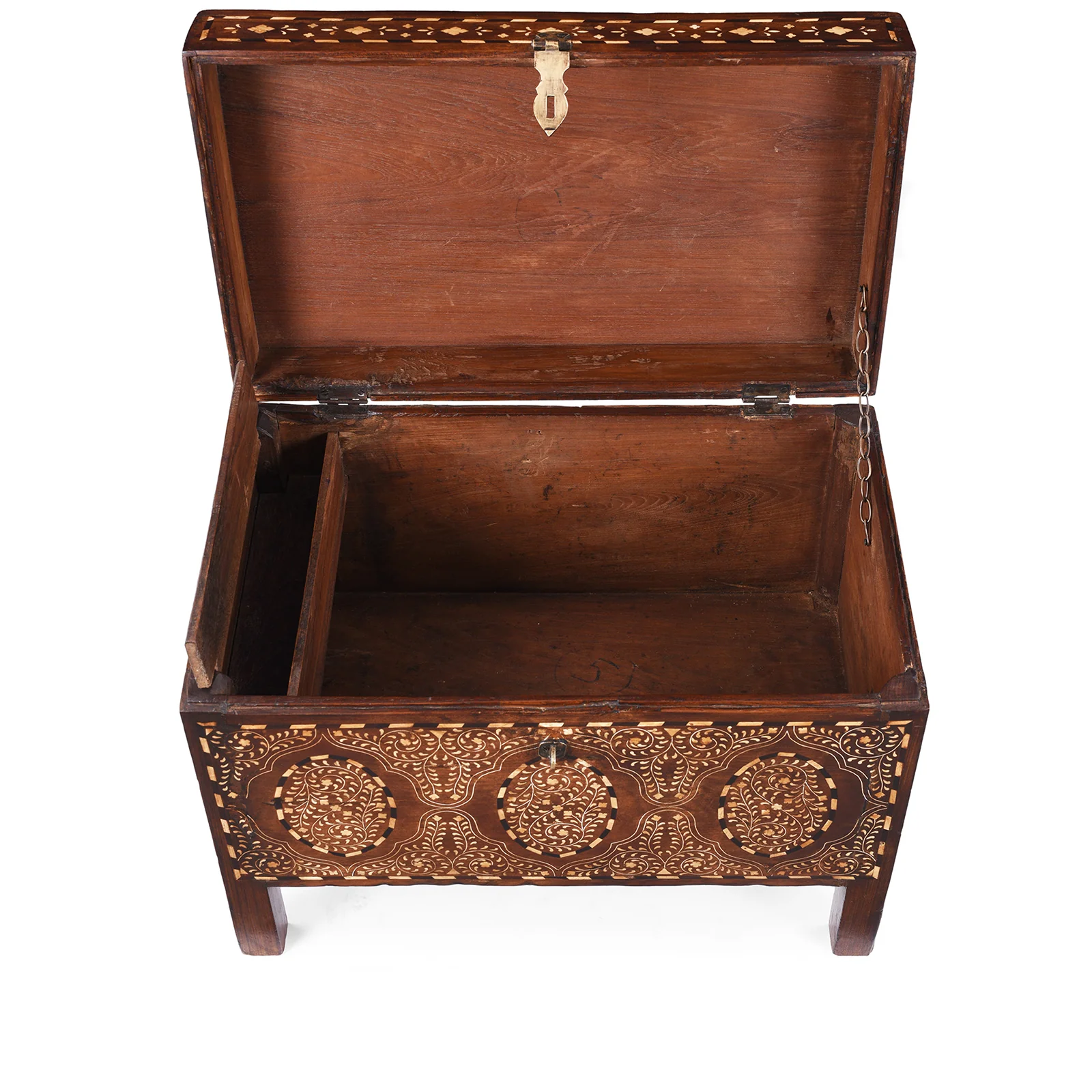 Indian Bone Inlay Teak Chest - Ca 1900 - Image 6