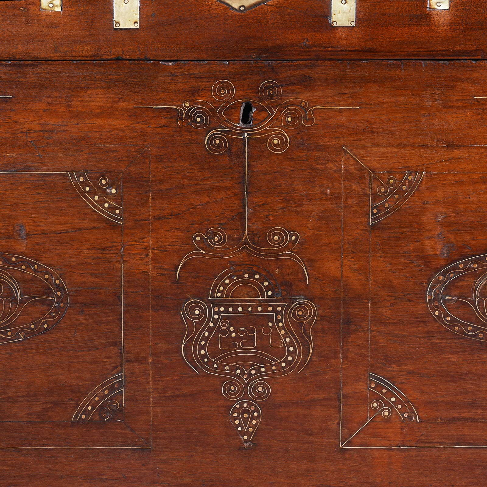 Brass Bound Teak Military Chest From Burma - 19th Century - Image 7