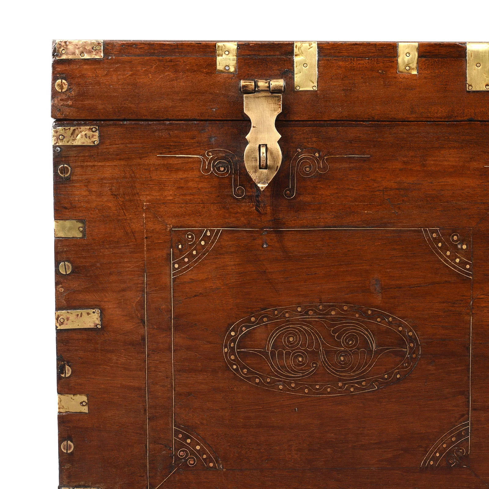 Brass Bound Teak Military Chest From Burma - 19th Century - Image 9