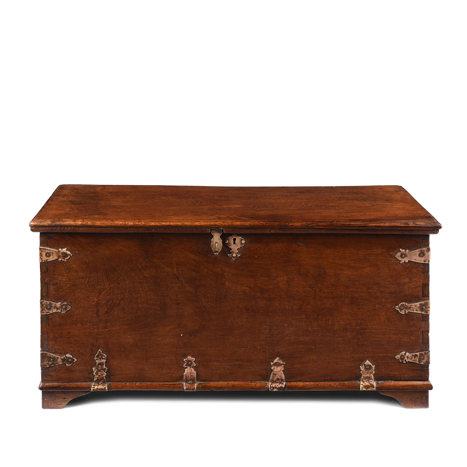 Brass Bound Anglo-Indian Chest From Rajasthan - 19th Century