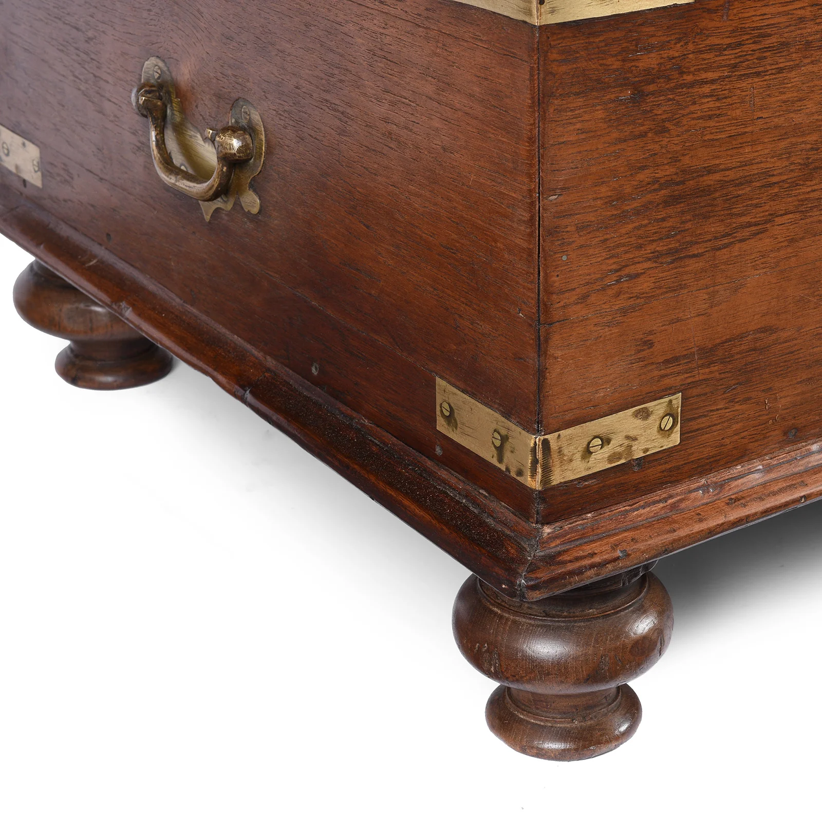 Brass Bound Teak Military Chest From Rajasthan -19th Century - Image 10
