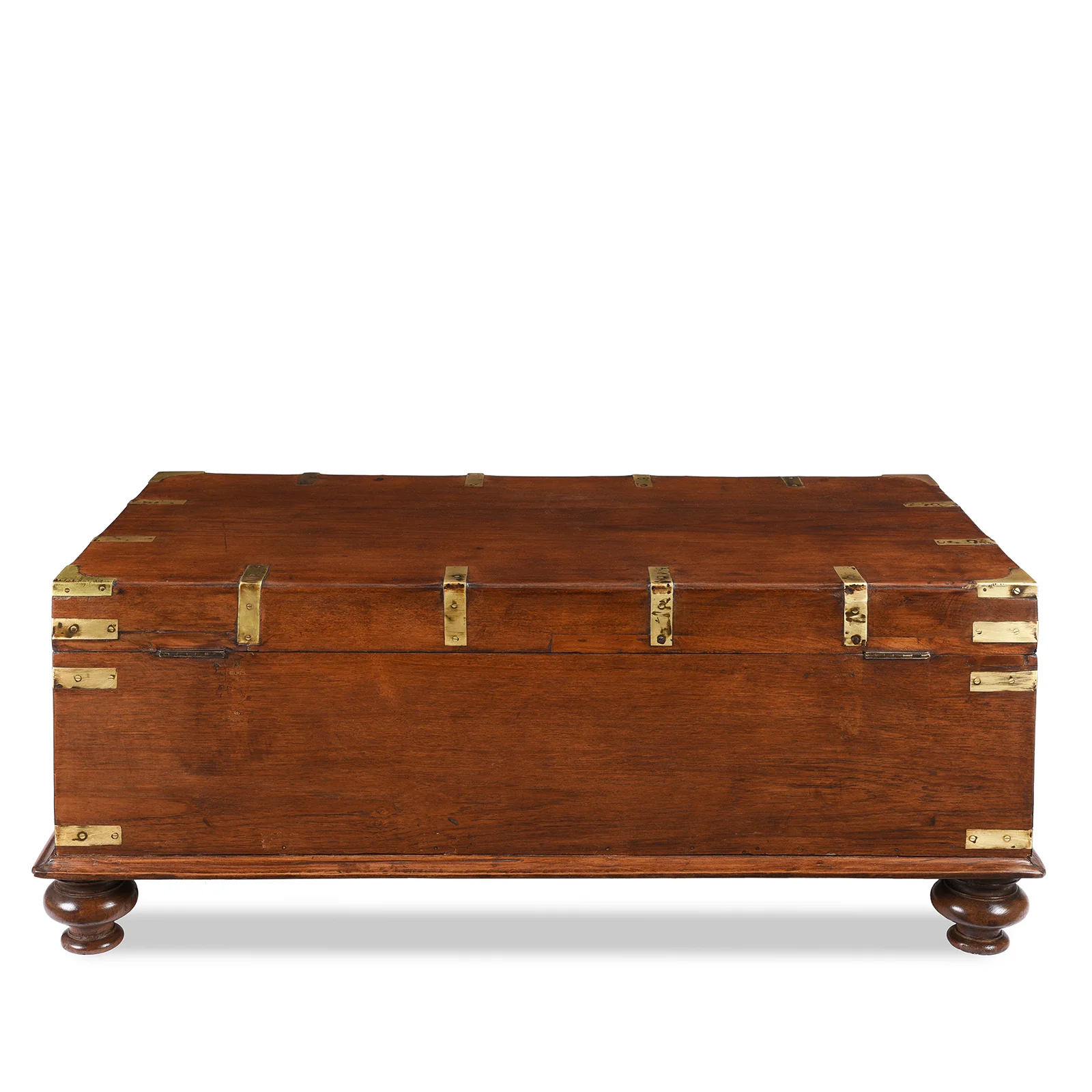Brass Bound Teak Military Chest From Rajasthan -19th Century - Image 11