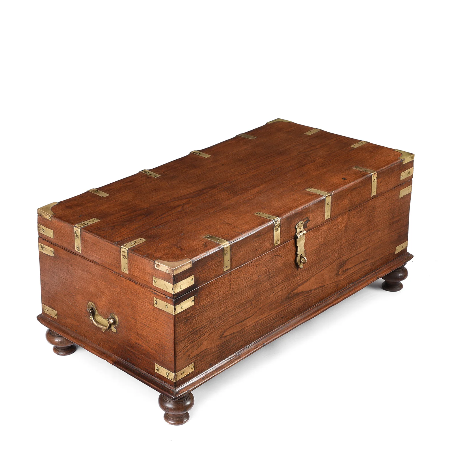 Brass Bound Teak Military Chest From Rajasthan -19th Century - Image 2
