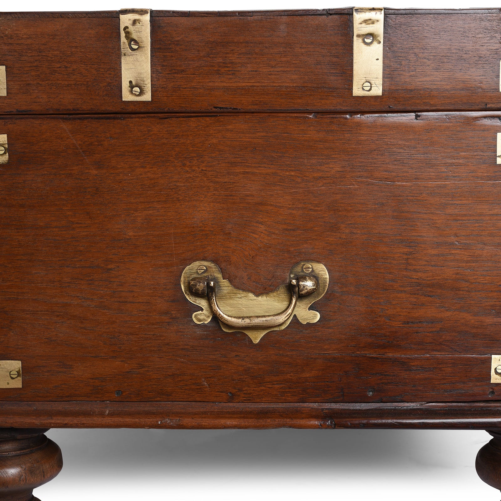 Brass Bound Teak Military Chest From Rajasthan -19th Century - Image 8