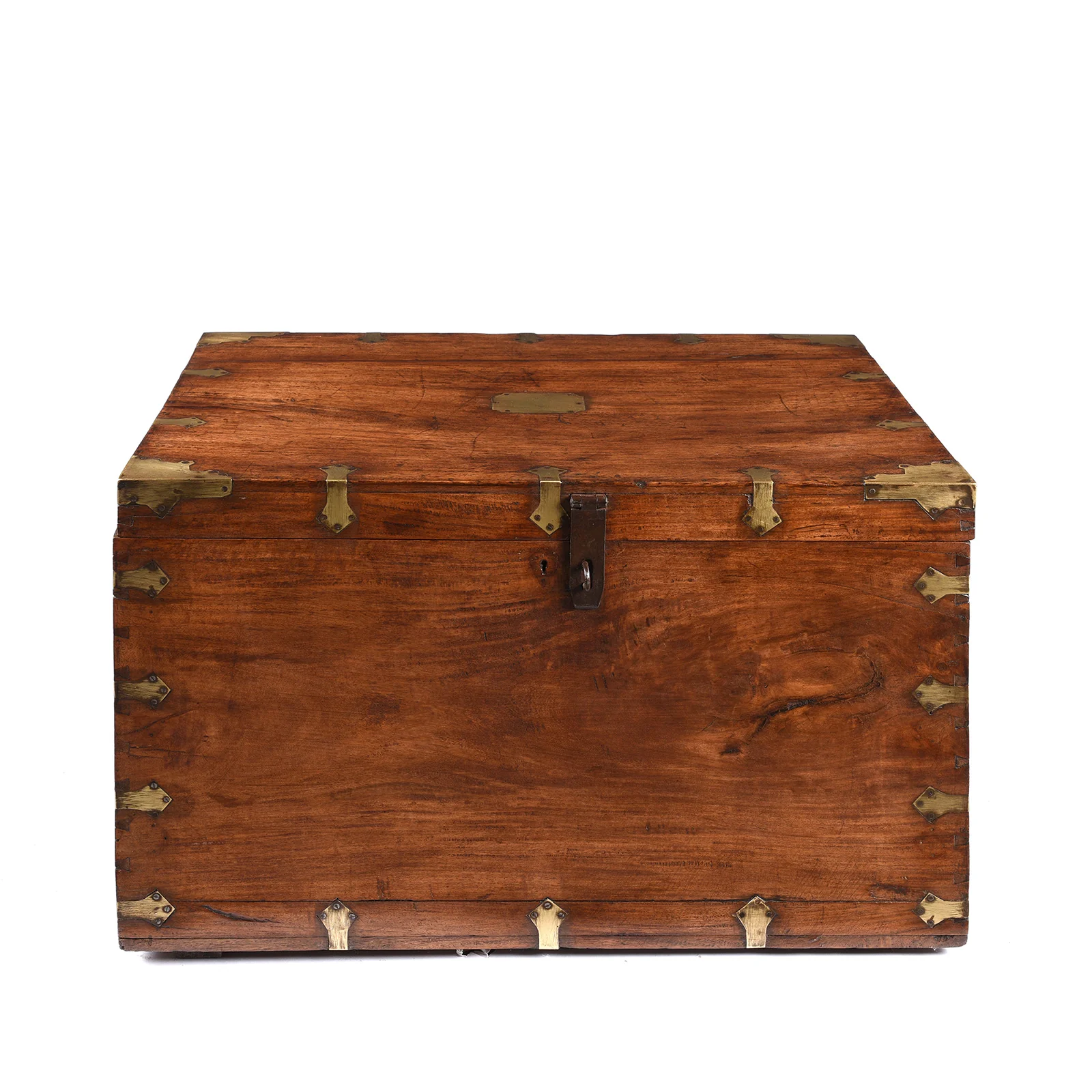 Brass Bound Teak Indian Military Chest -19th Century