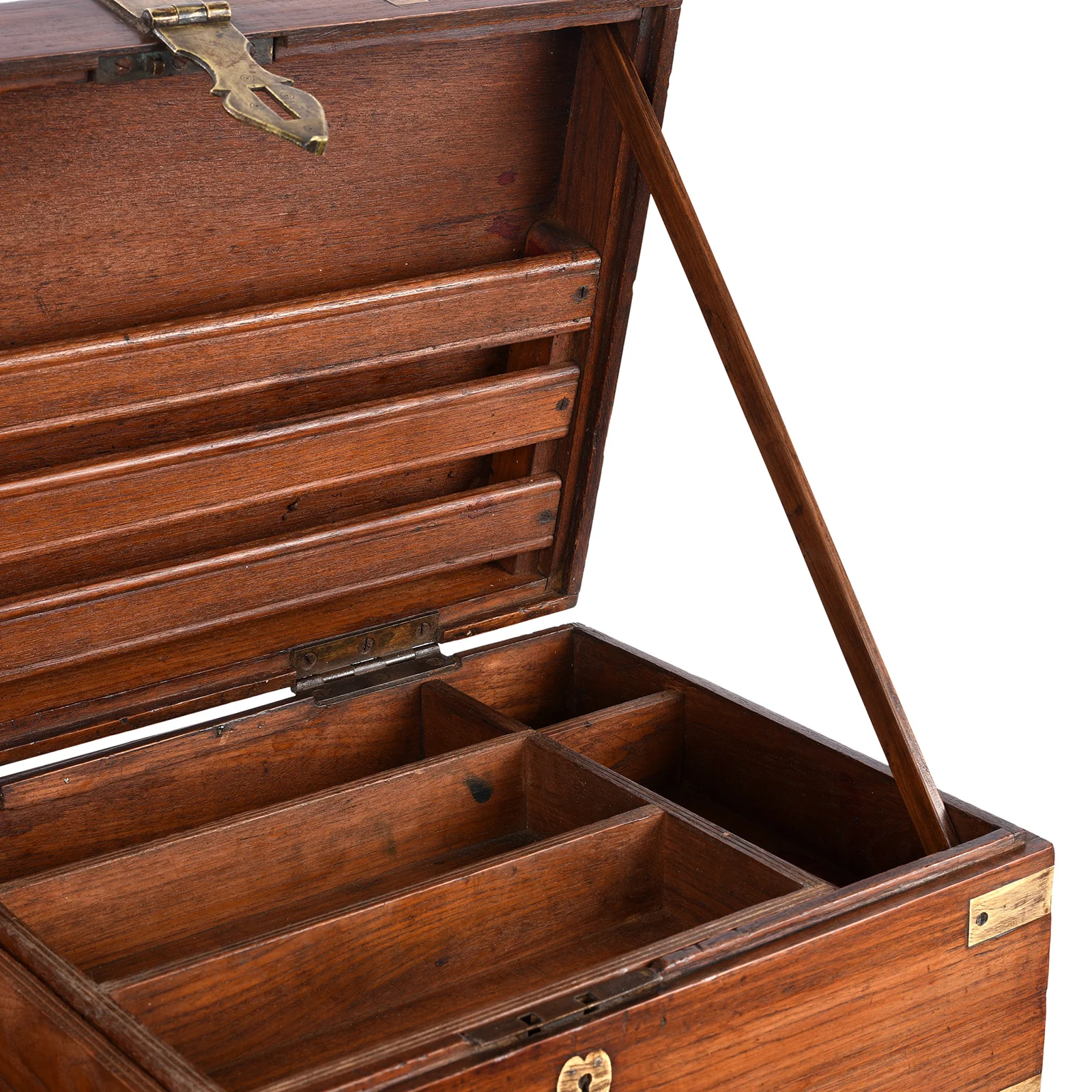 Brass Bound Teak Campaign Box From Rajasthan - 19th Century - Image 5