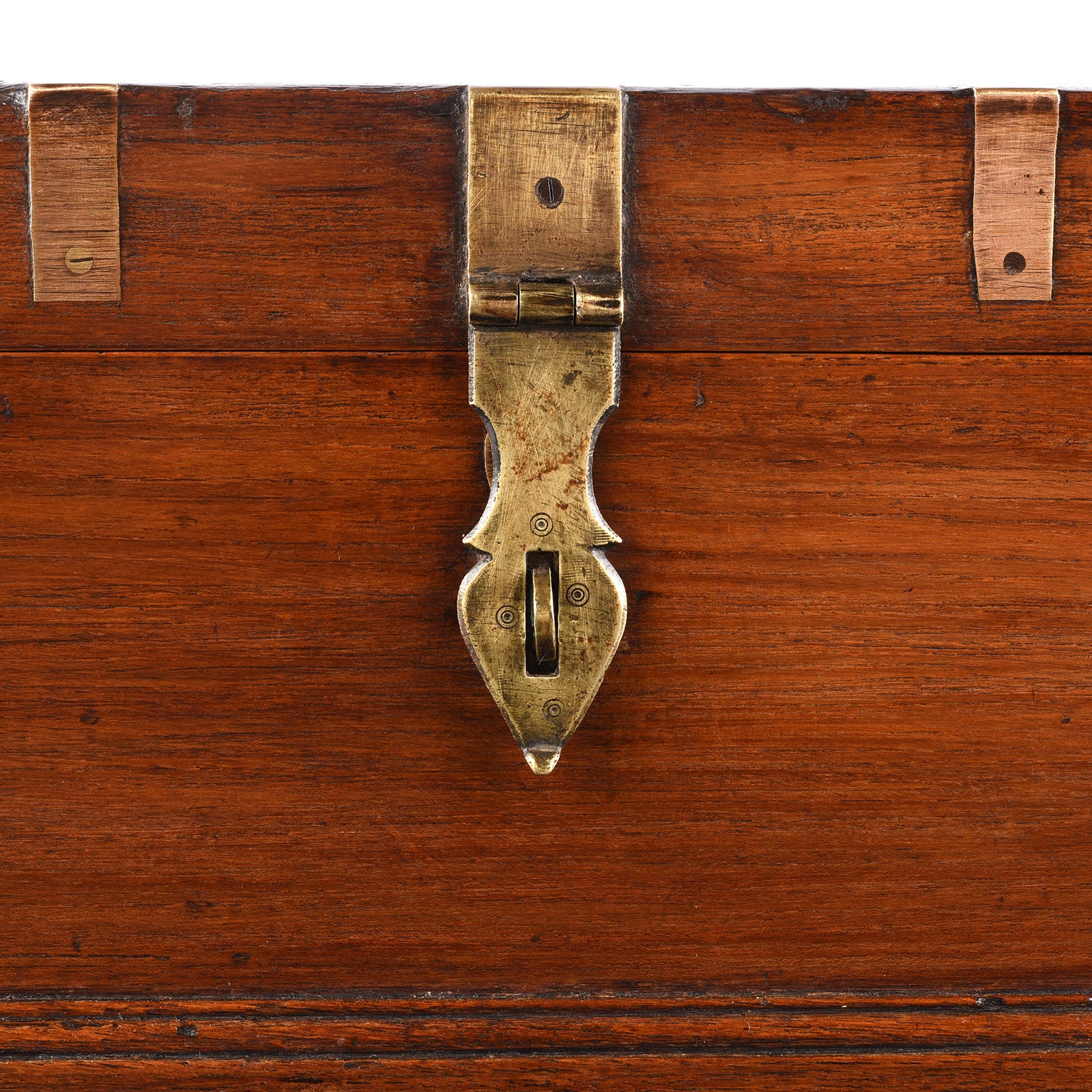 Brass Bound Teak Campaign Box From Rajasthan - 19th Century - Image 7