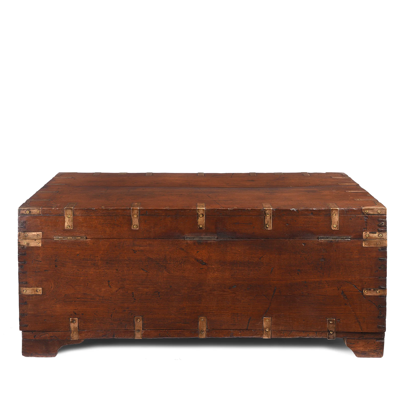 Brass Bound Teak Military Chest From Rajasthan - 19th Century - Image 13