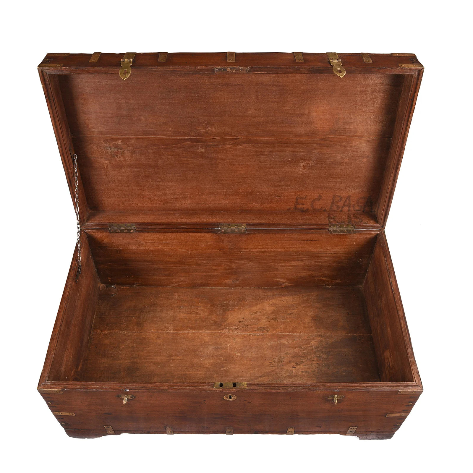 Brass Bound Teak Military Chest From Rajasthan - 19th Century - Image 5