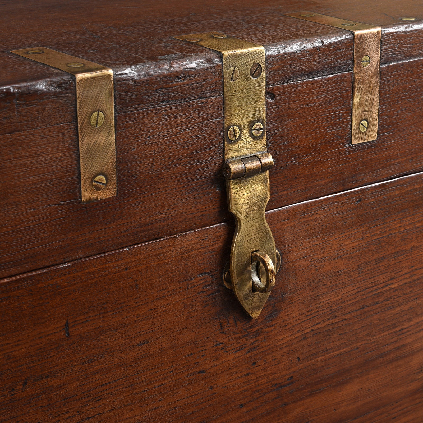Brass Bound Teak Military Chest From Rajasthan - 19th Century - Image 8