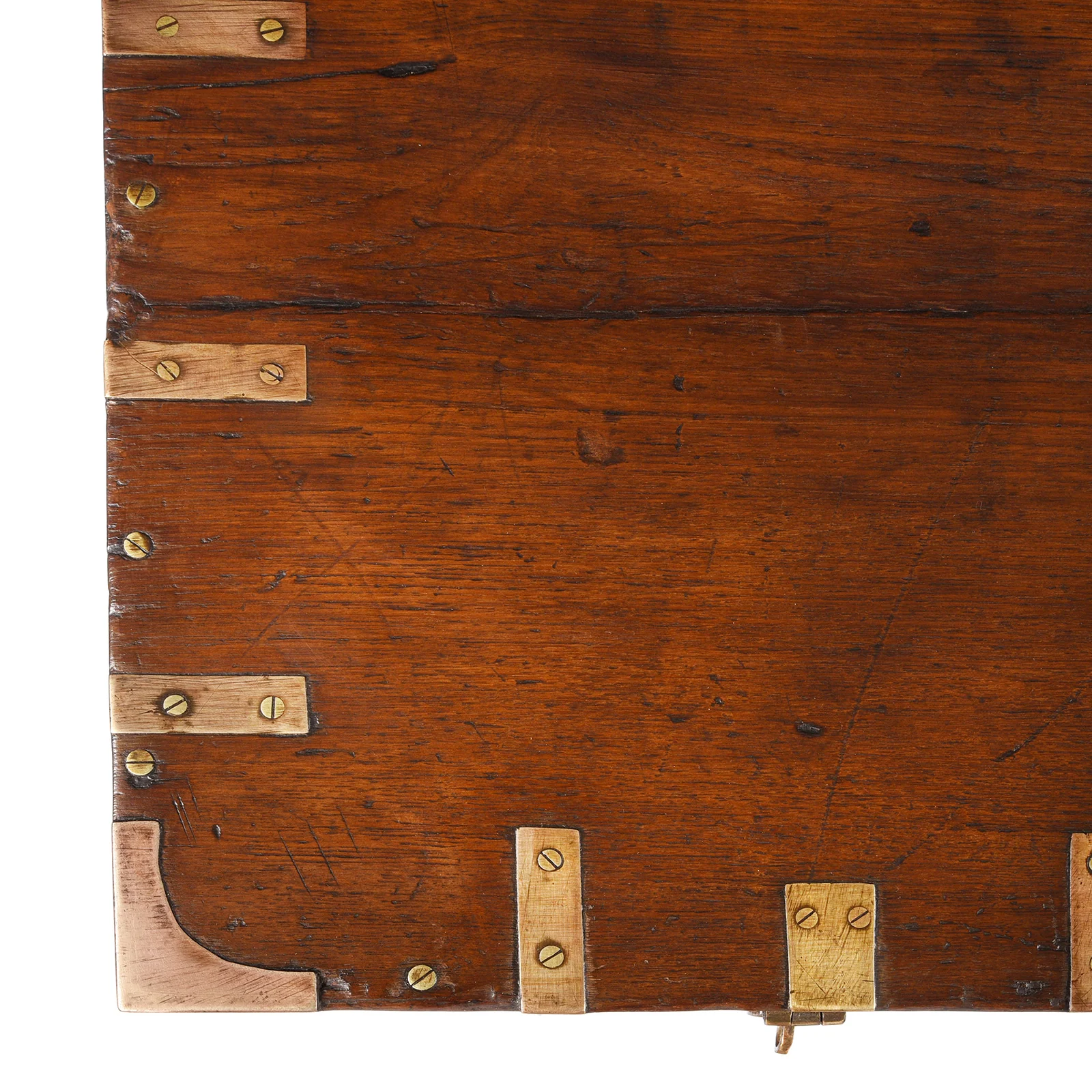 Brass Bound Teak Military Chest From Rajasthan - 19th Century - Image 9
